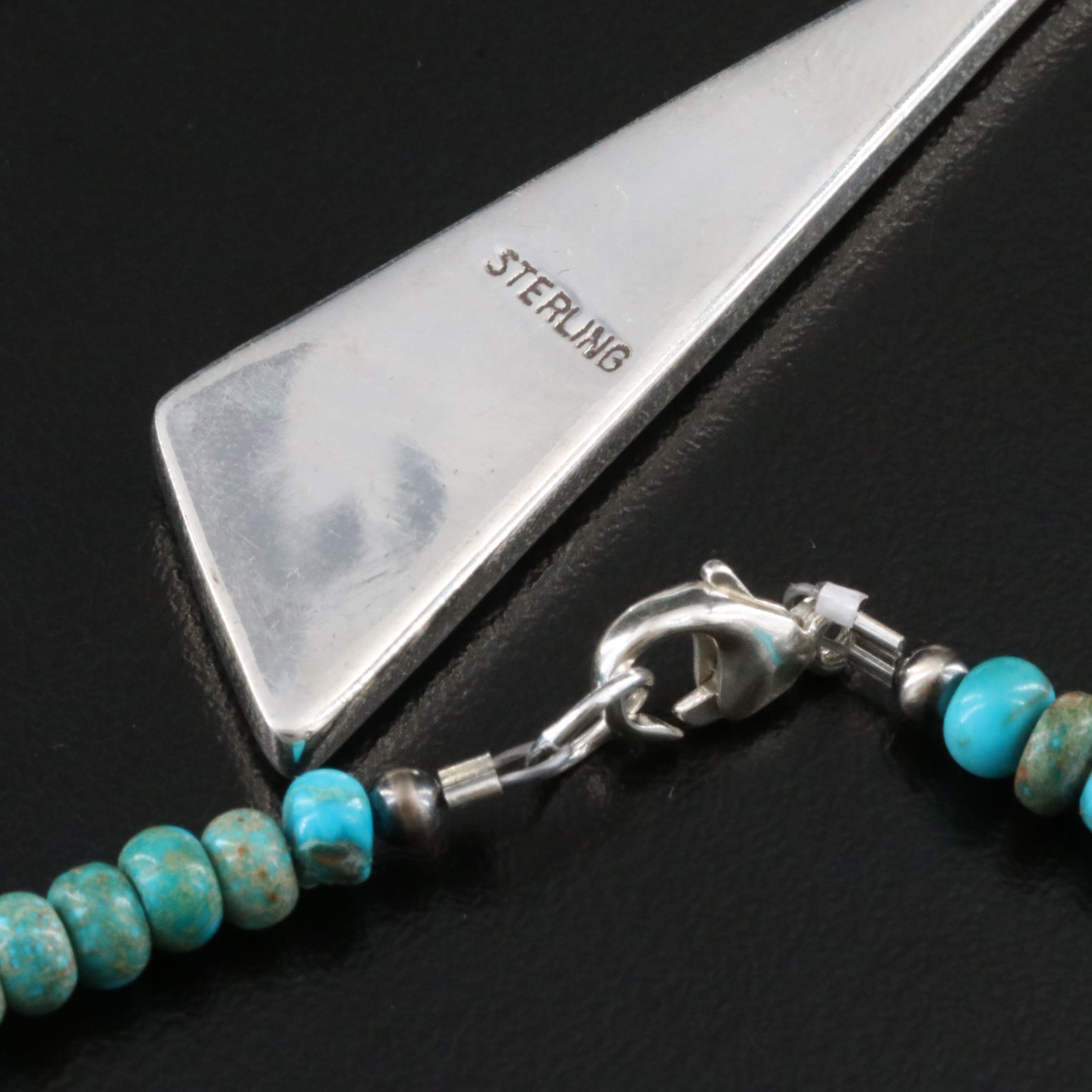 Sterling Turquoise and Gemstone Inlay Pendant Necklace