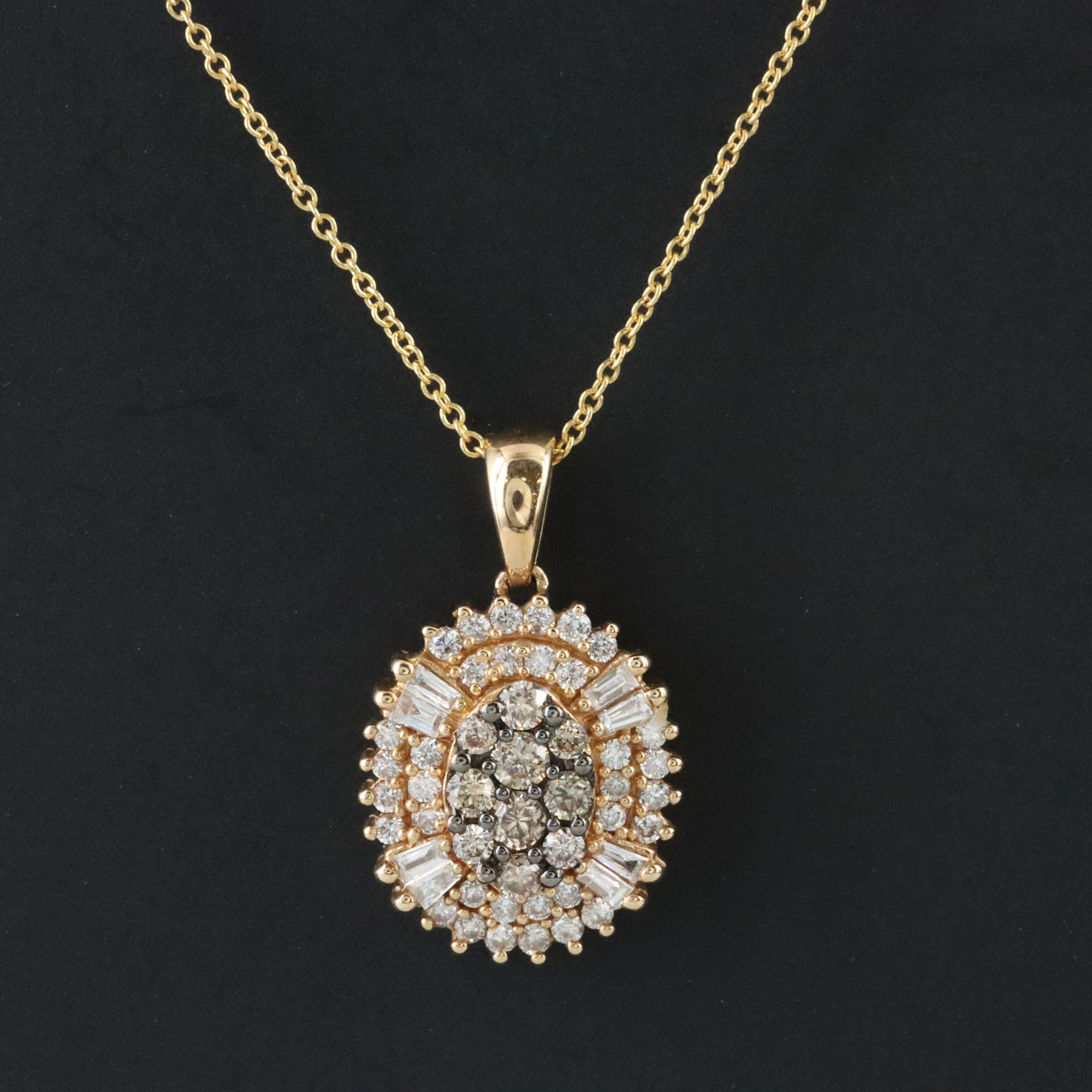 14K 0.93 CTW Diamond Oval Pendant Necklace