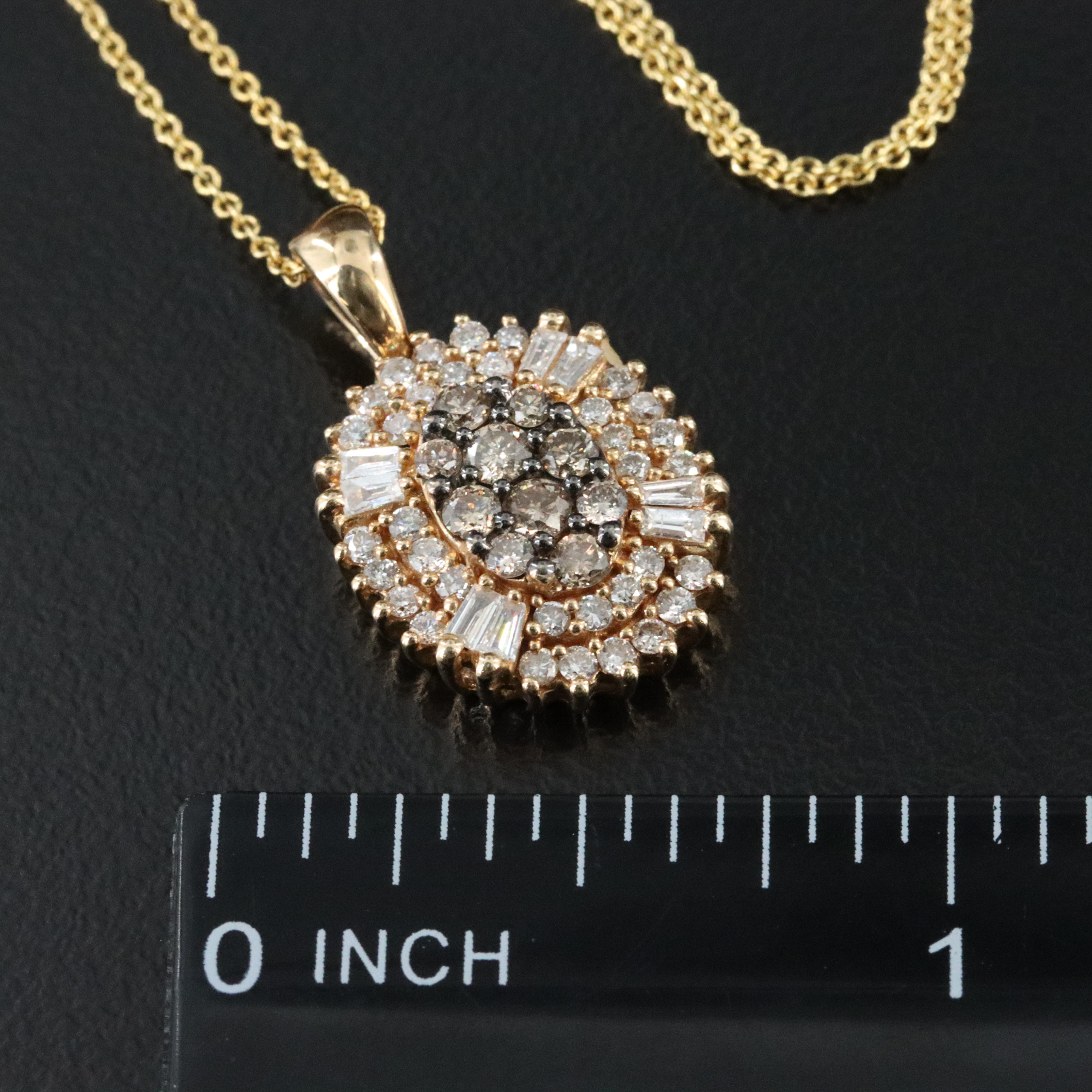 14K 0.93 CTW Diamond Oval Pendant Necklace