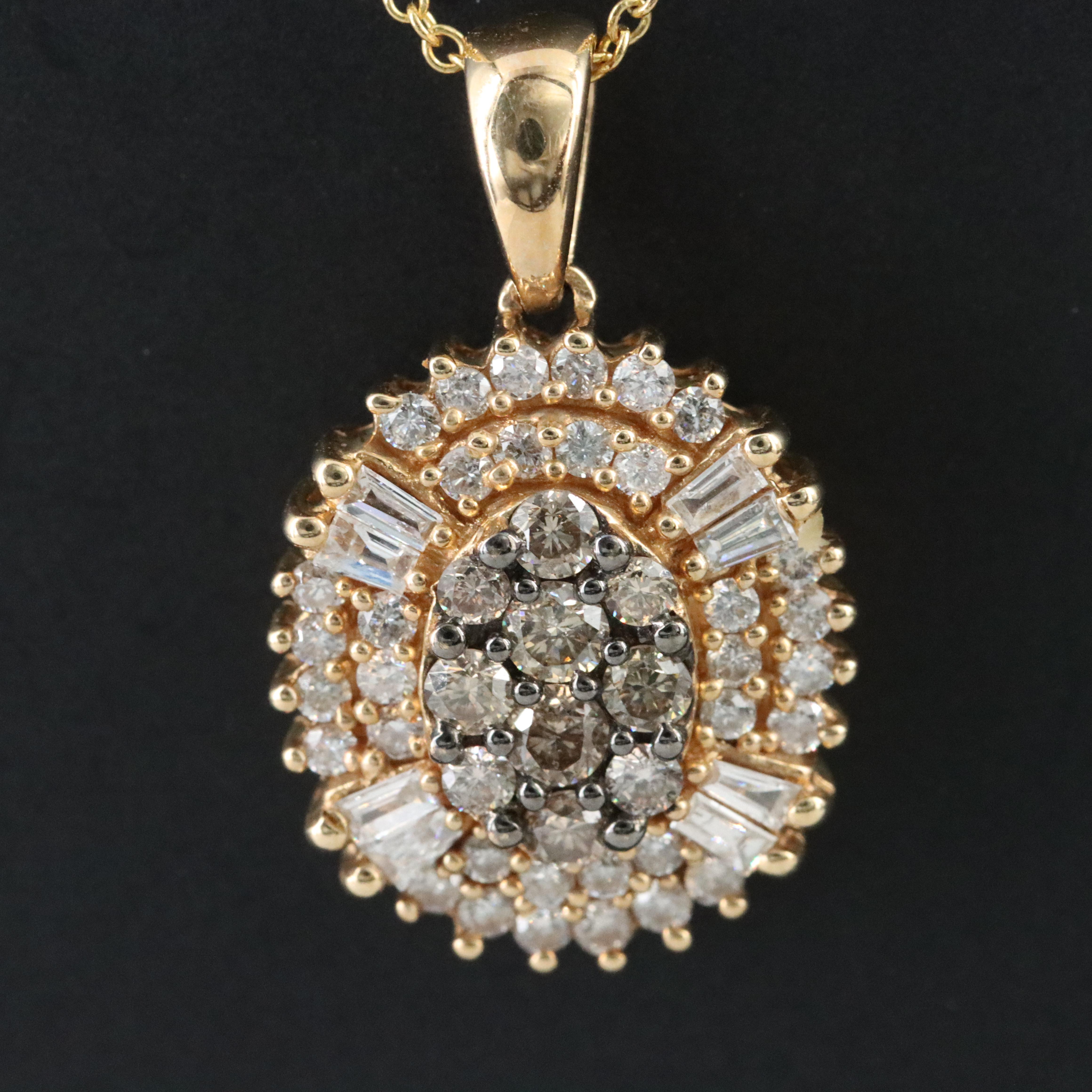 14K 0.93 CTW Diamond Oval Pendant Necklace