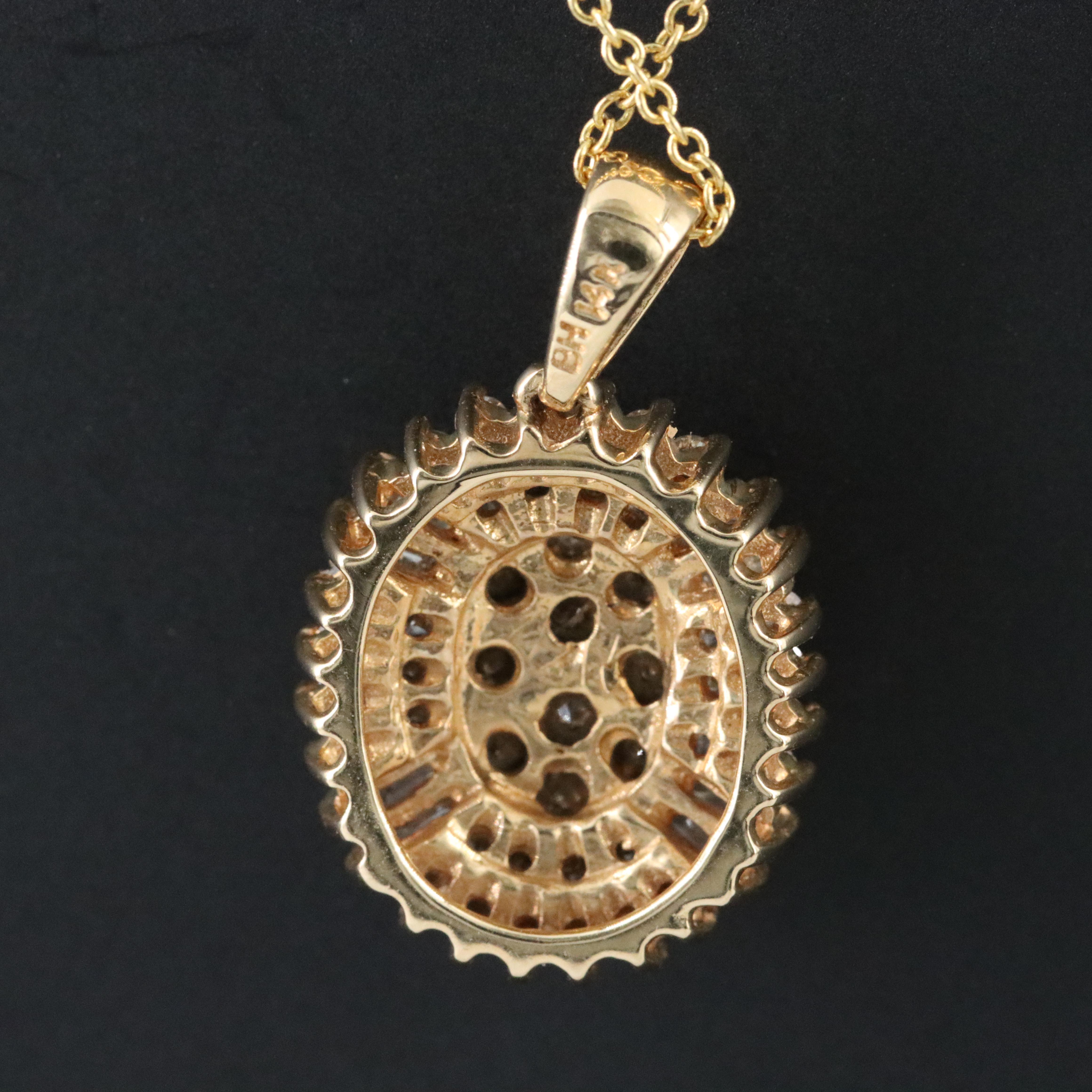 14K 0.93 CTW Diamond Oval Pendant Necklace