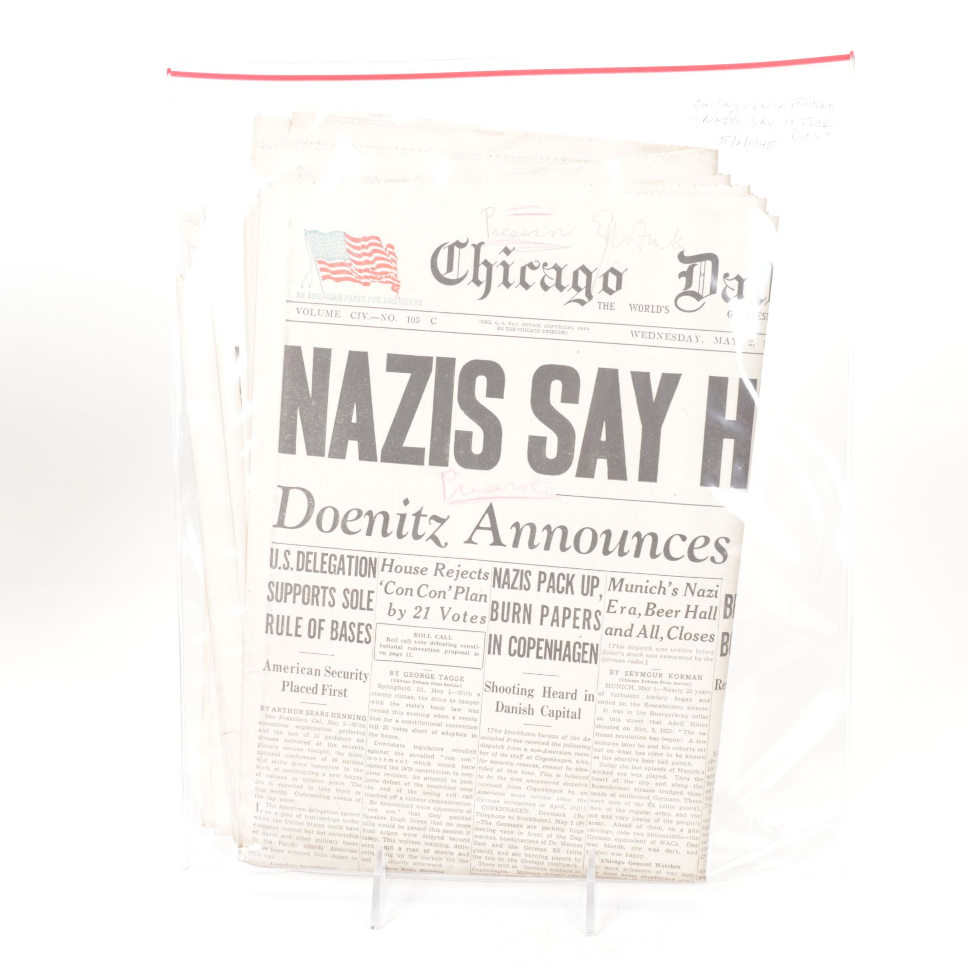 "Chicago Daily Tribune" WWII Germany's Defeat & Other Newspaper Collections