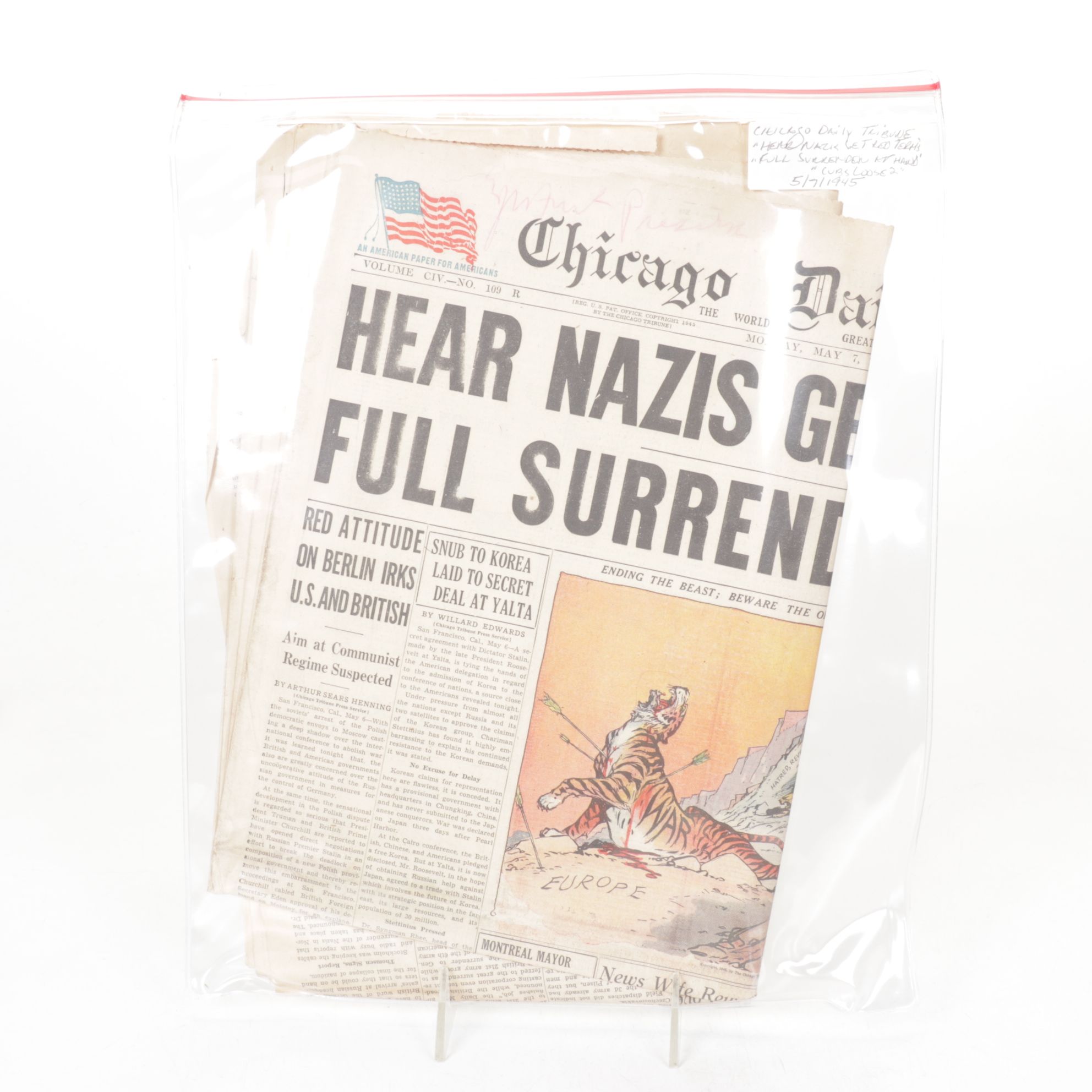 "Chicago Daily Tribune" WWII Germany's Defeat & Other Newspaper Collections
