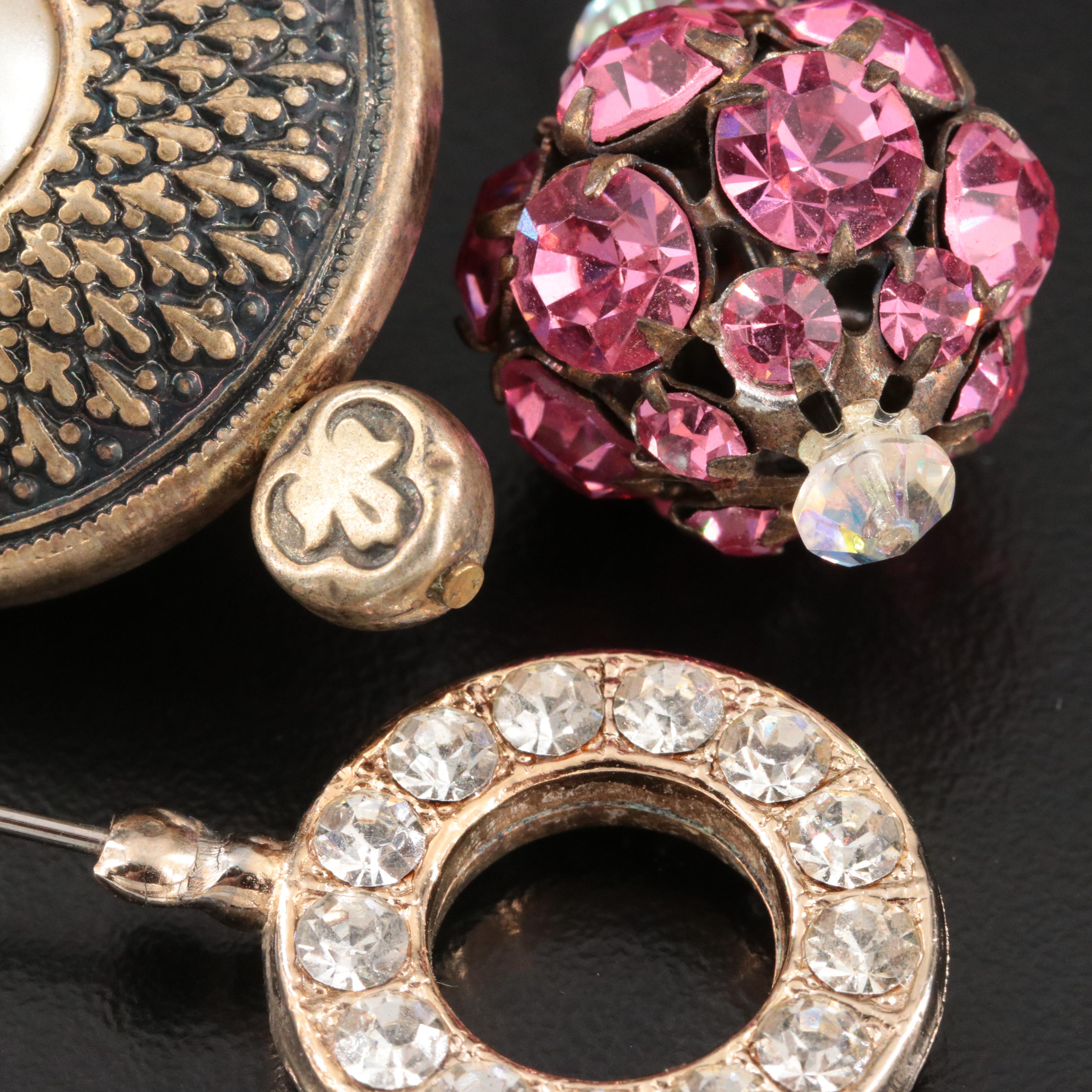 Rhinestone and Faux Pearl Hat Pin Collection