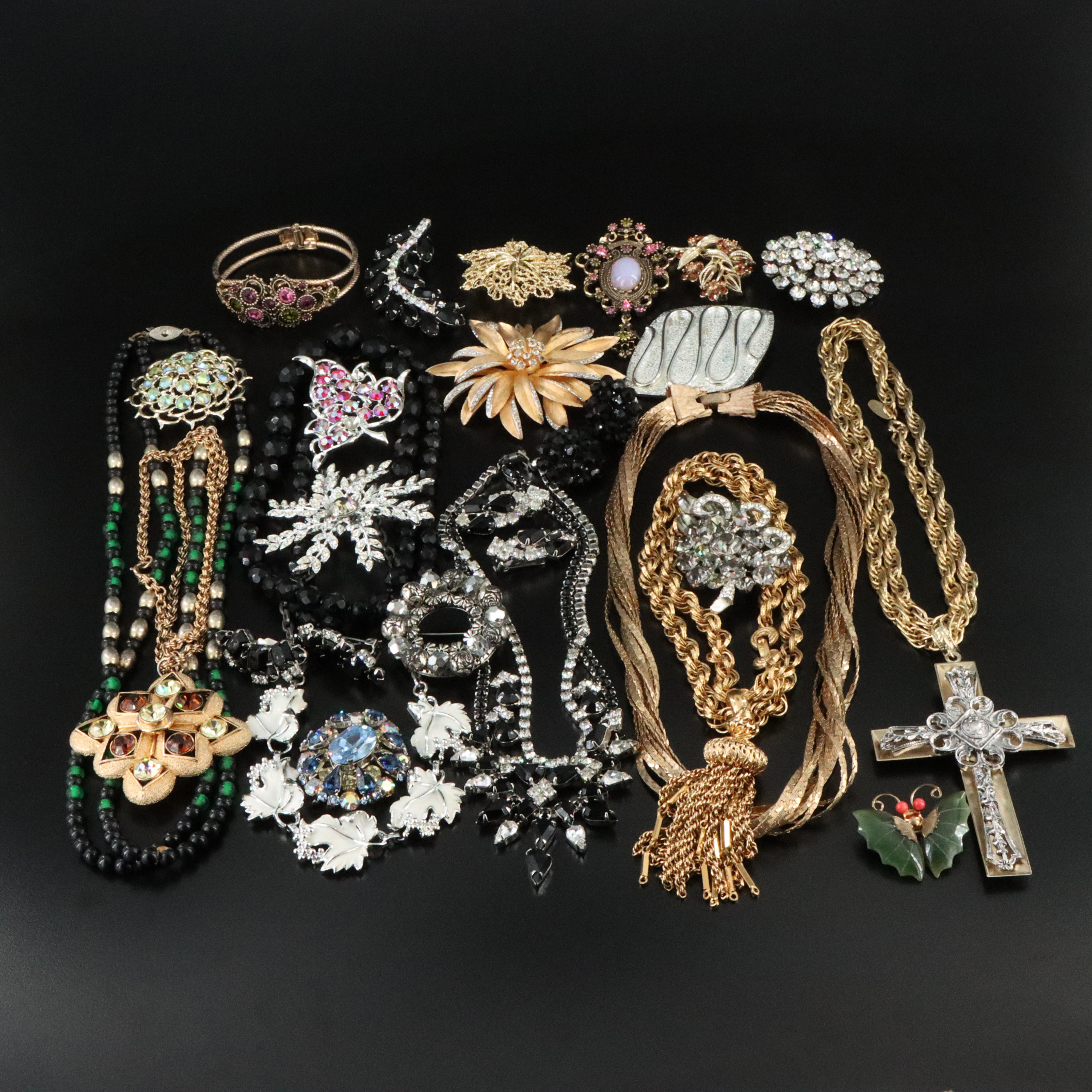 Vintage Jewelry Collection with Faux Gemstones and Enamel