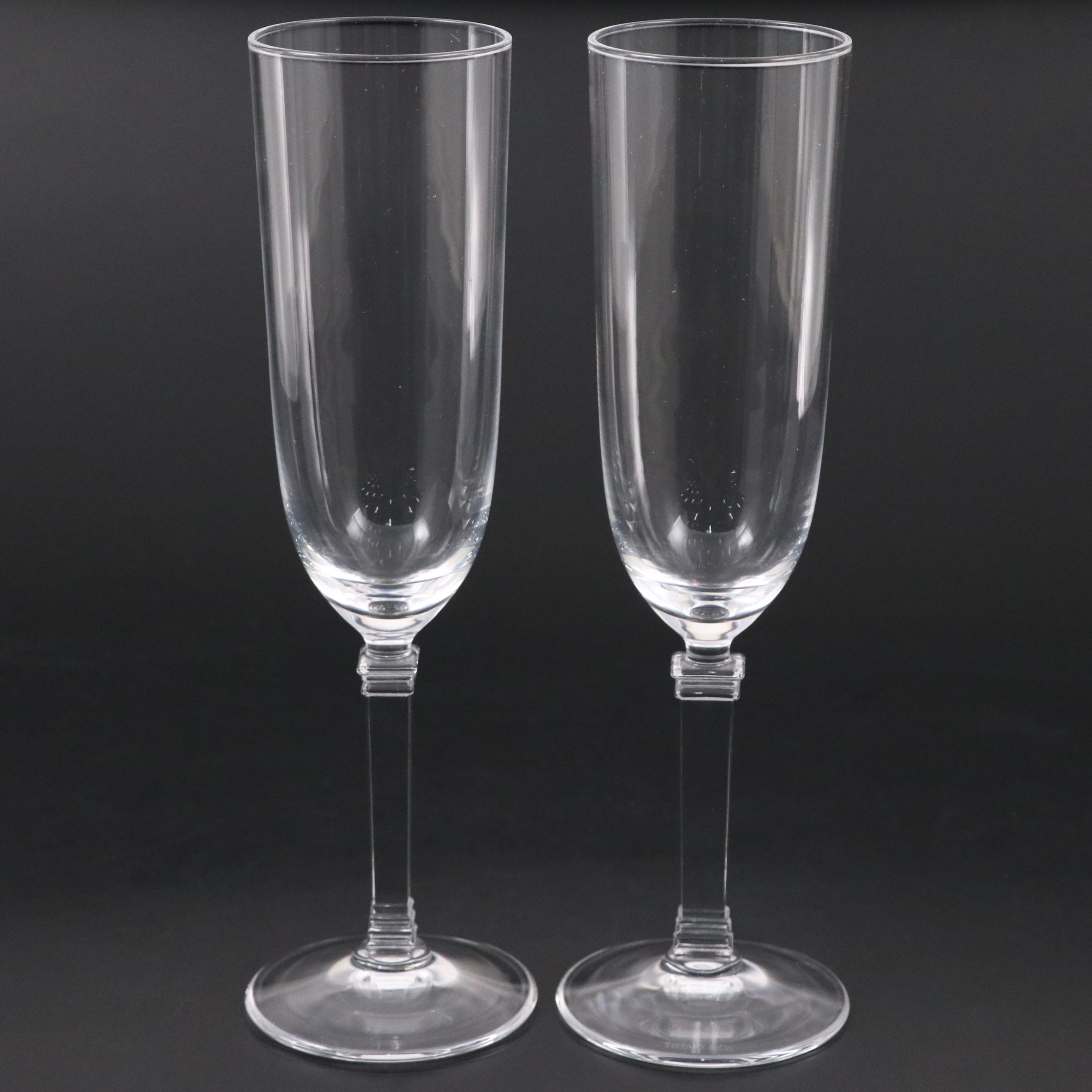 Pair of Tiffany & Co. "Hampton" Crystal Champagne Flutes
