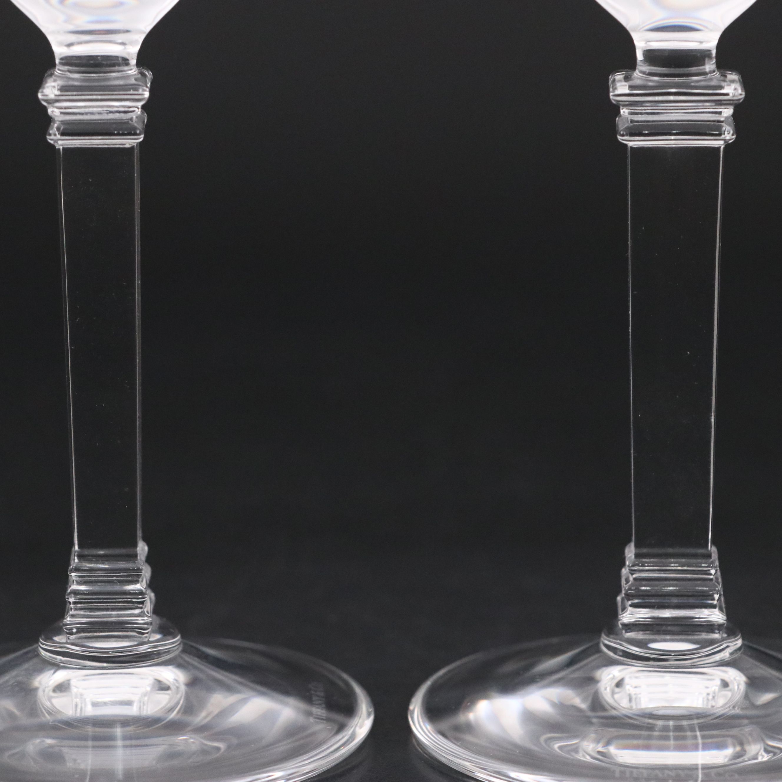 Pair of Tiffany & Co. "Hampton" Crystal Champagne Flutes