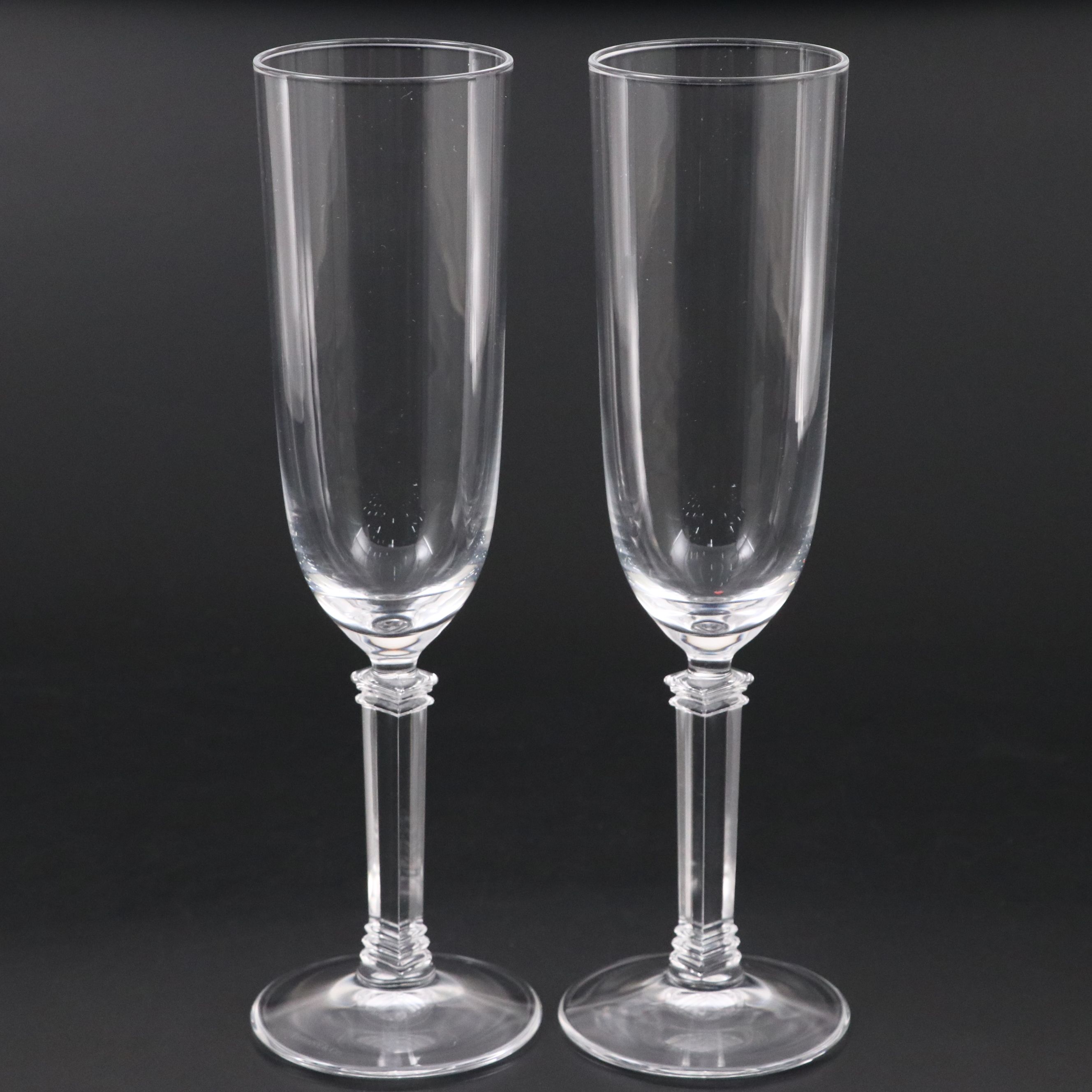 Pair of Tiffany & Co. "Hampton" Crystal Champagne Flutes