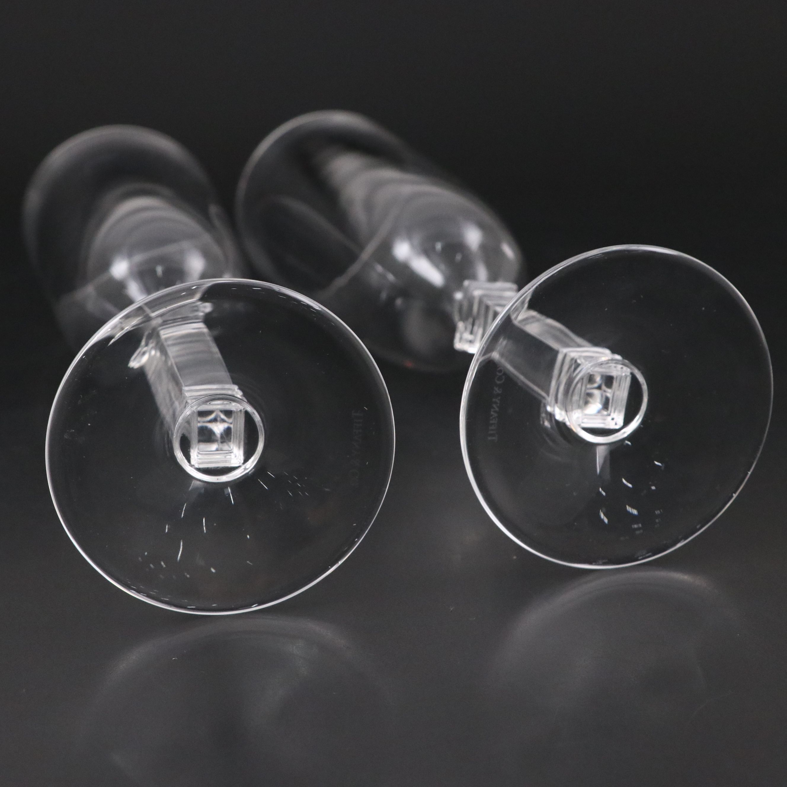 Pair of Tiffany & Co. "Hampton" Crystal Champagne Flutes