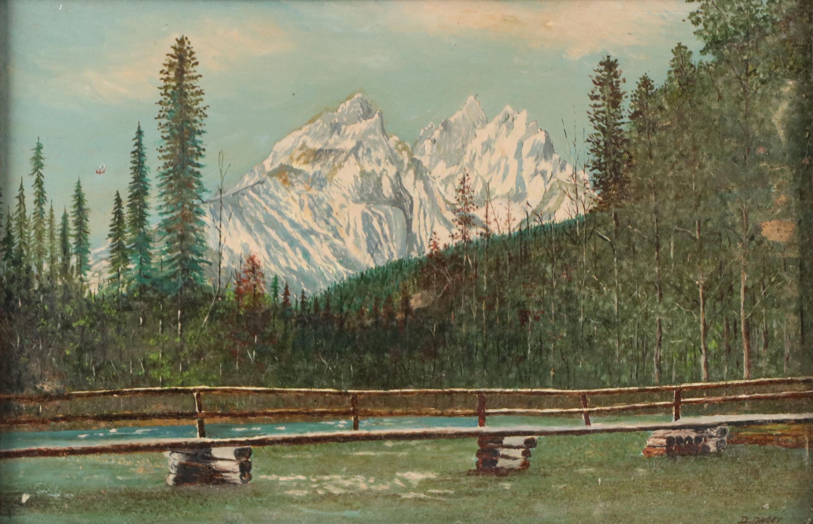 Oil Painting of Grand Teton National Park Landscape, 1963
