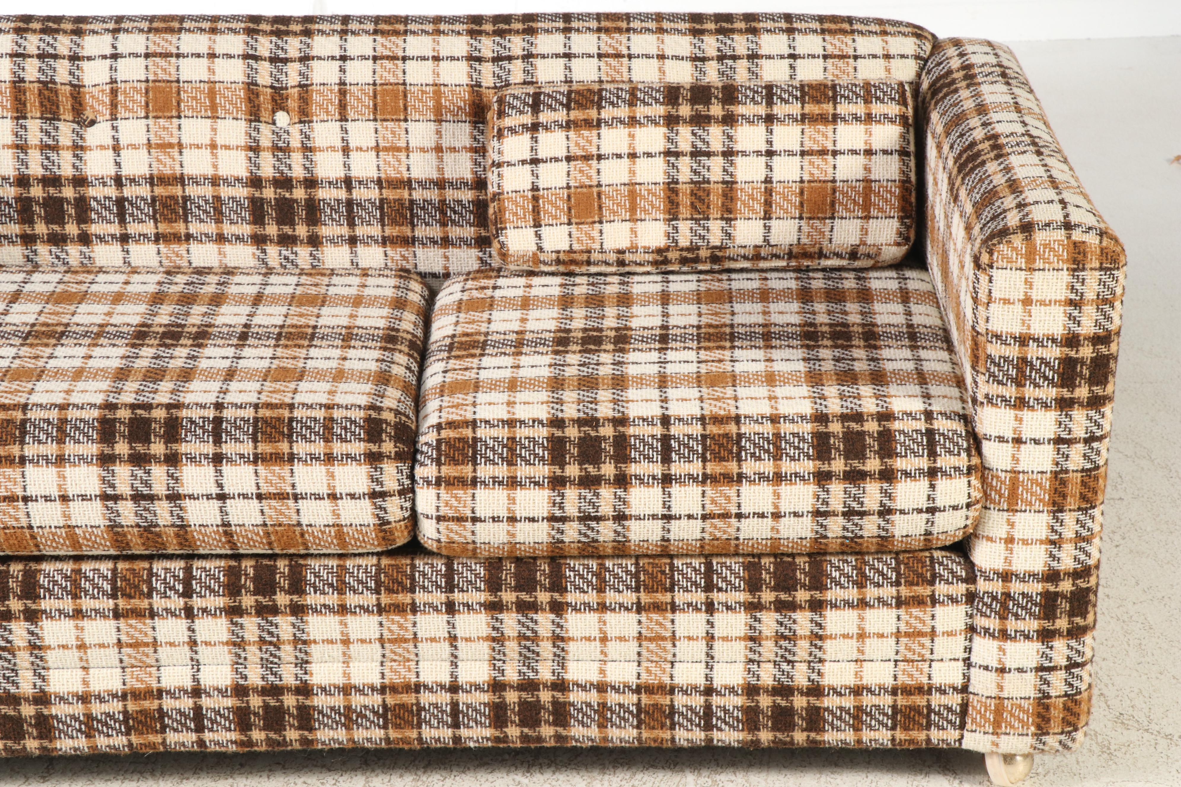 Vintage Plaid Upholstered Sofa