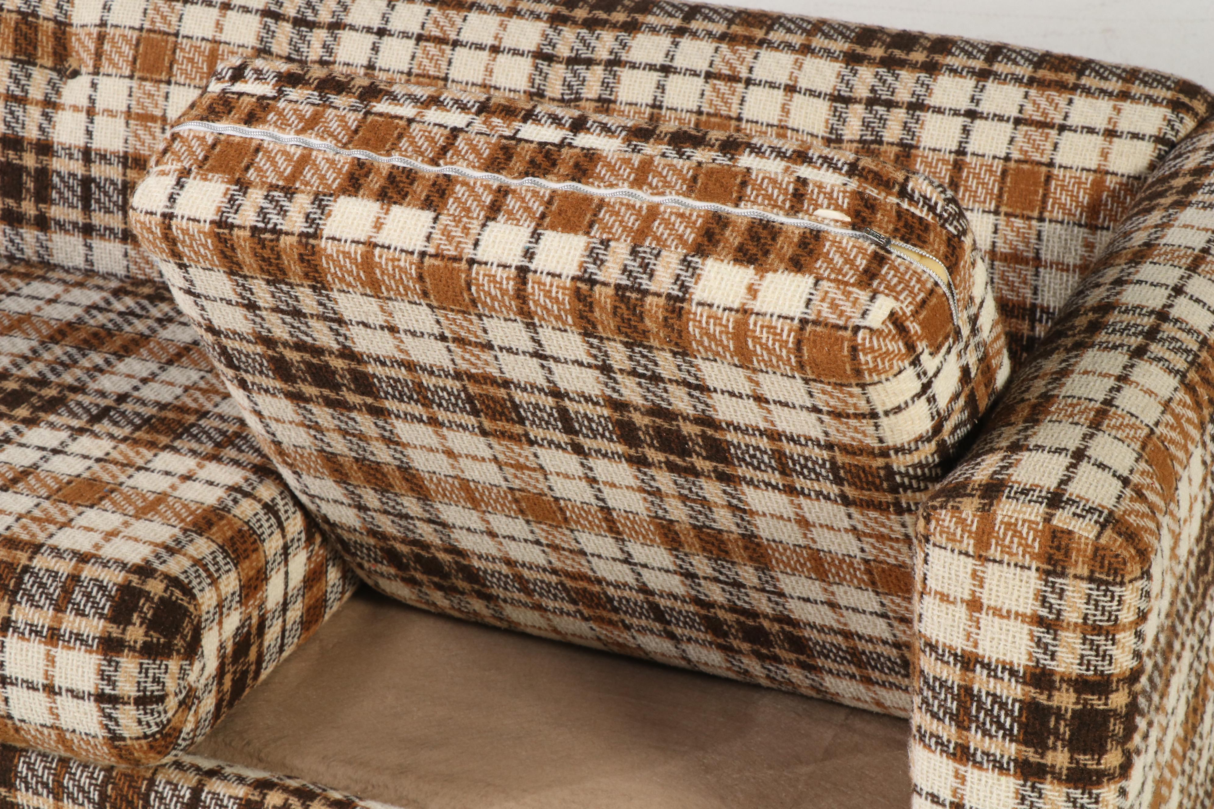 Vintage Plaid Upholstered Sofa