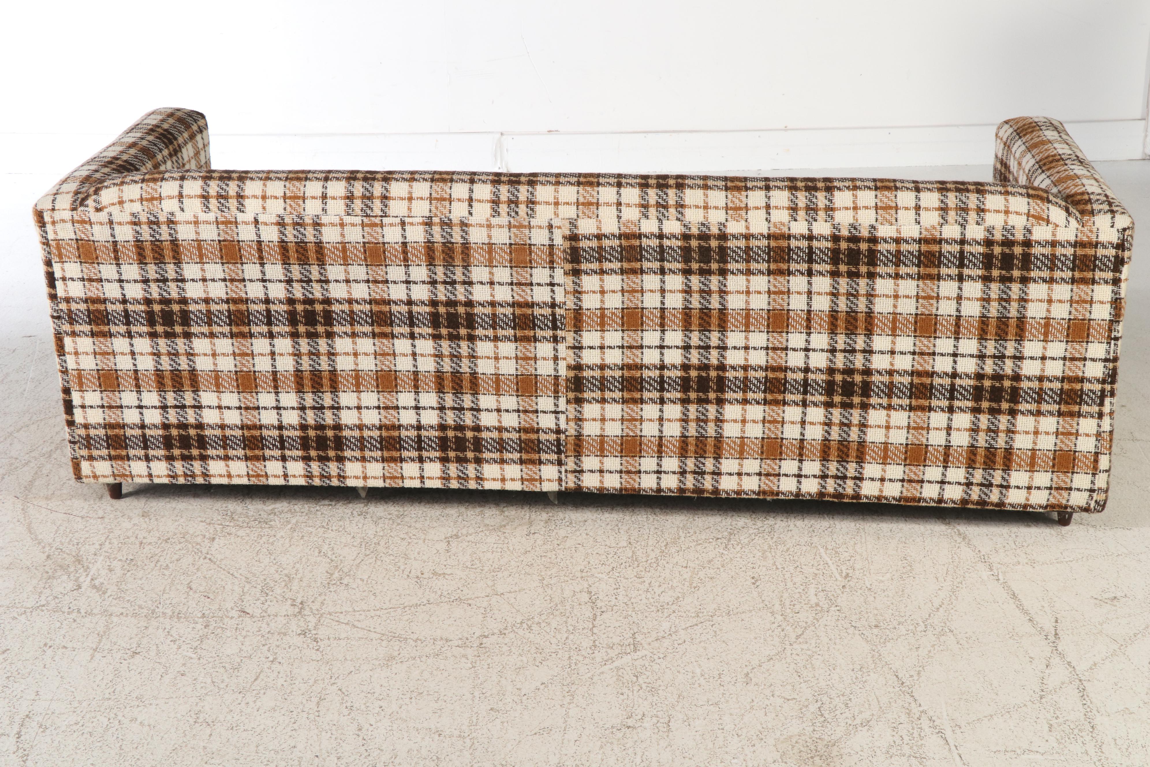 Vintage Plaid Upholstered Sofa