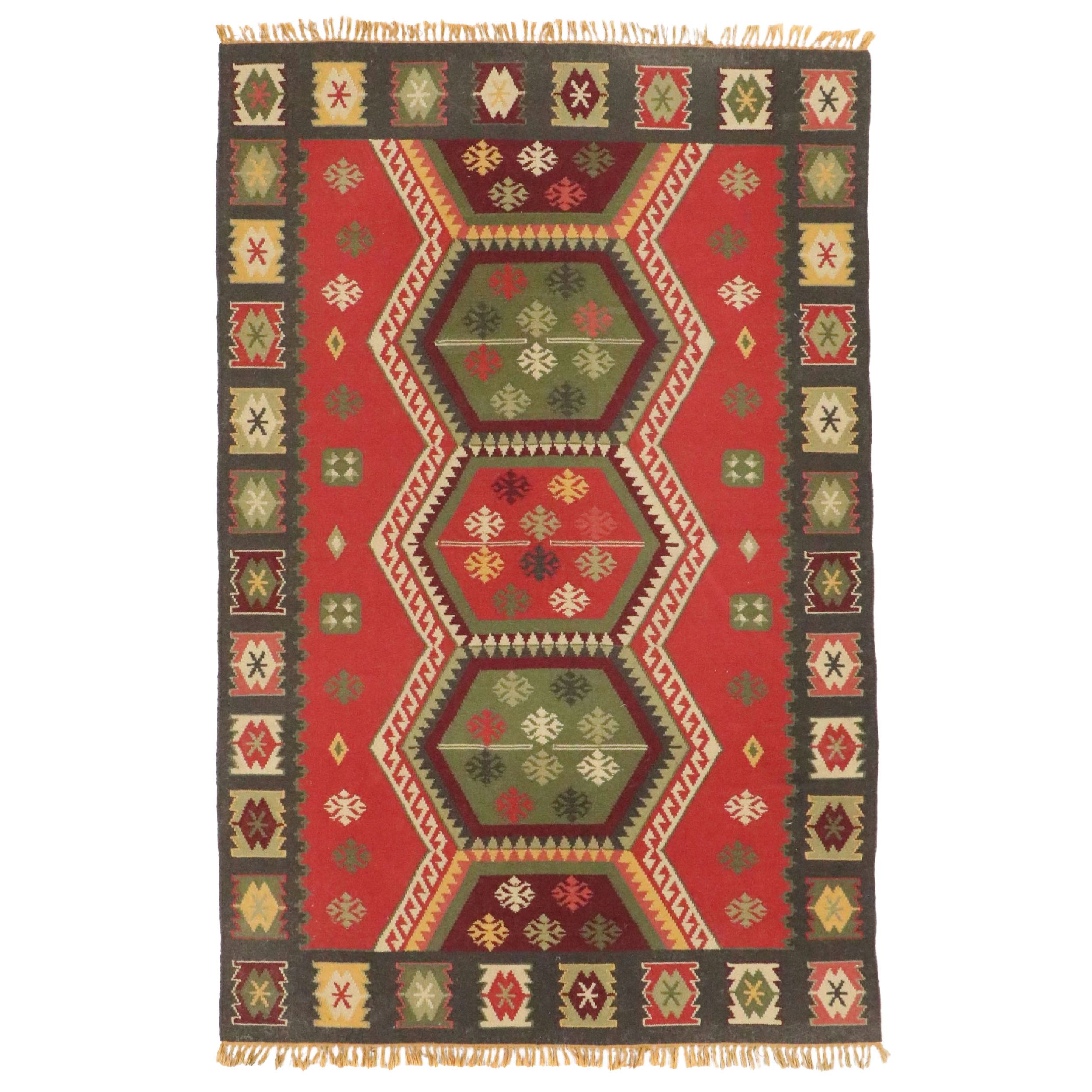 6'3 x 9'11 Handwoven Turkish Malatya Area Rug