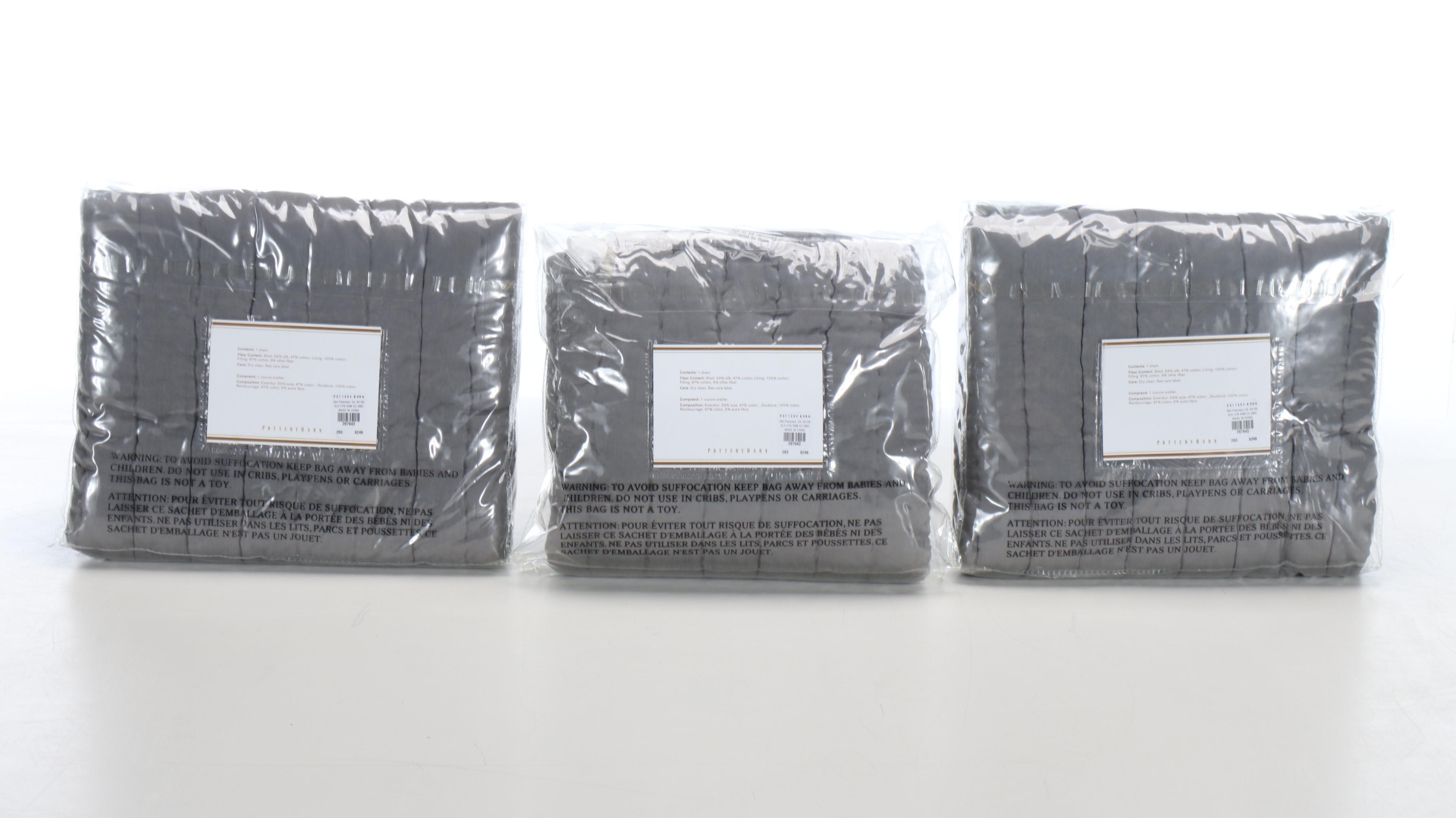 Pottery Barn Silk Channel Shams and King Quilt with Velvet Queen Quilt