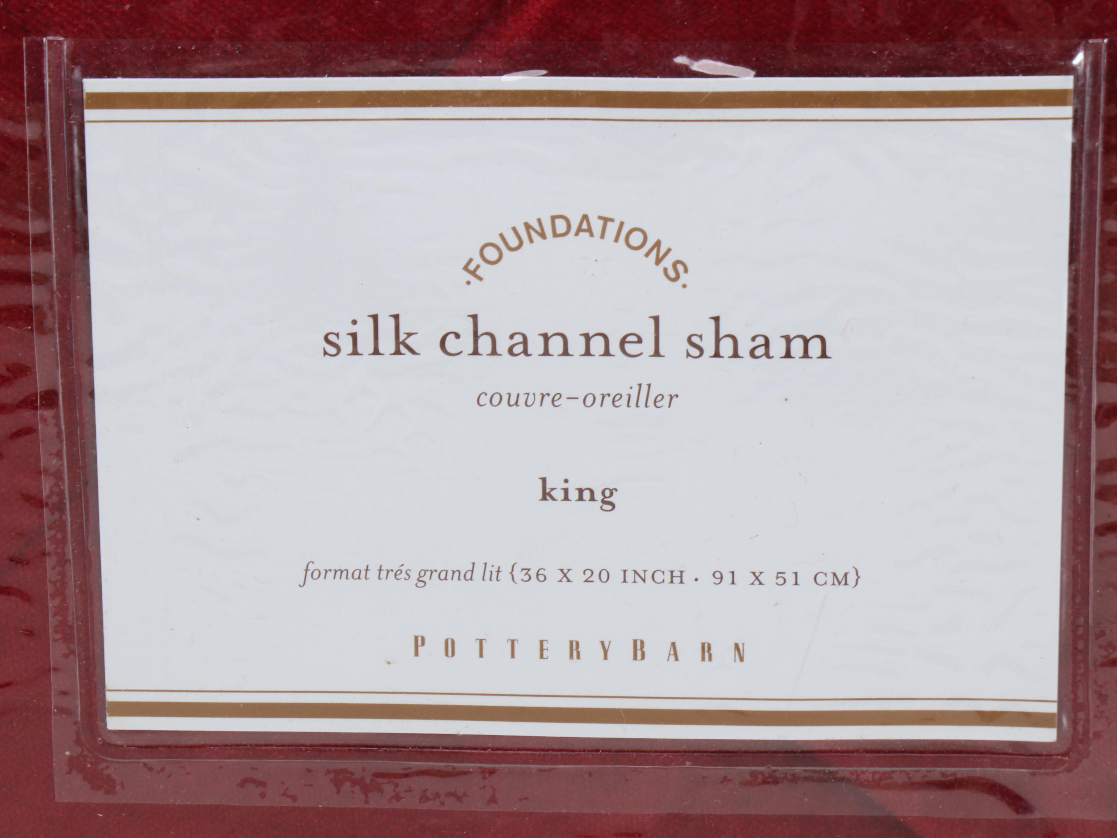 Pottery Barn Silk Channel Shams and King Quilt with Velvet Queen Quilt