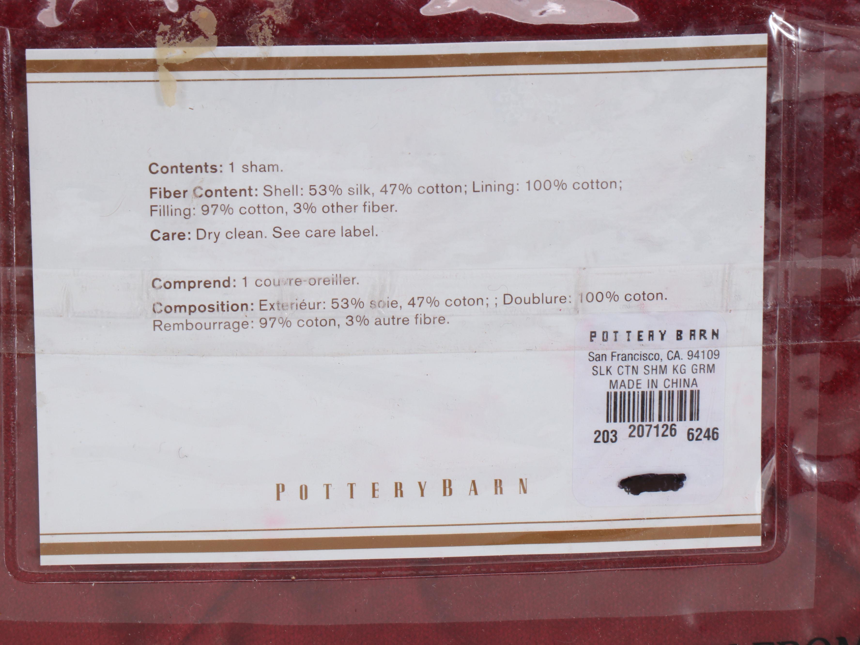 Pottery Barn Silk Channel Shams and King Quilt with Velvet Queen Quilt