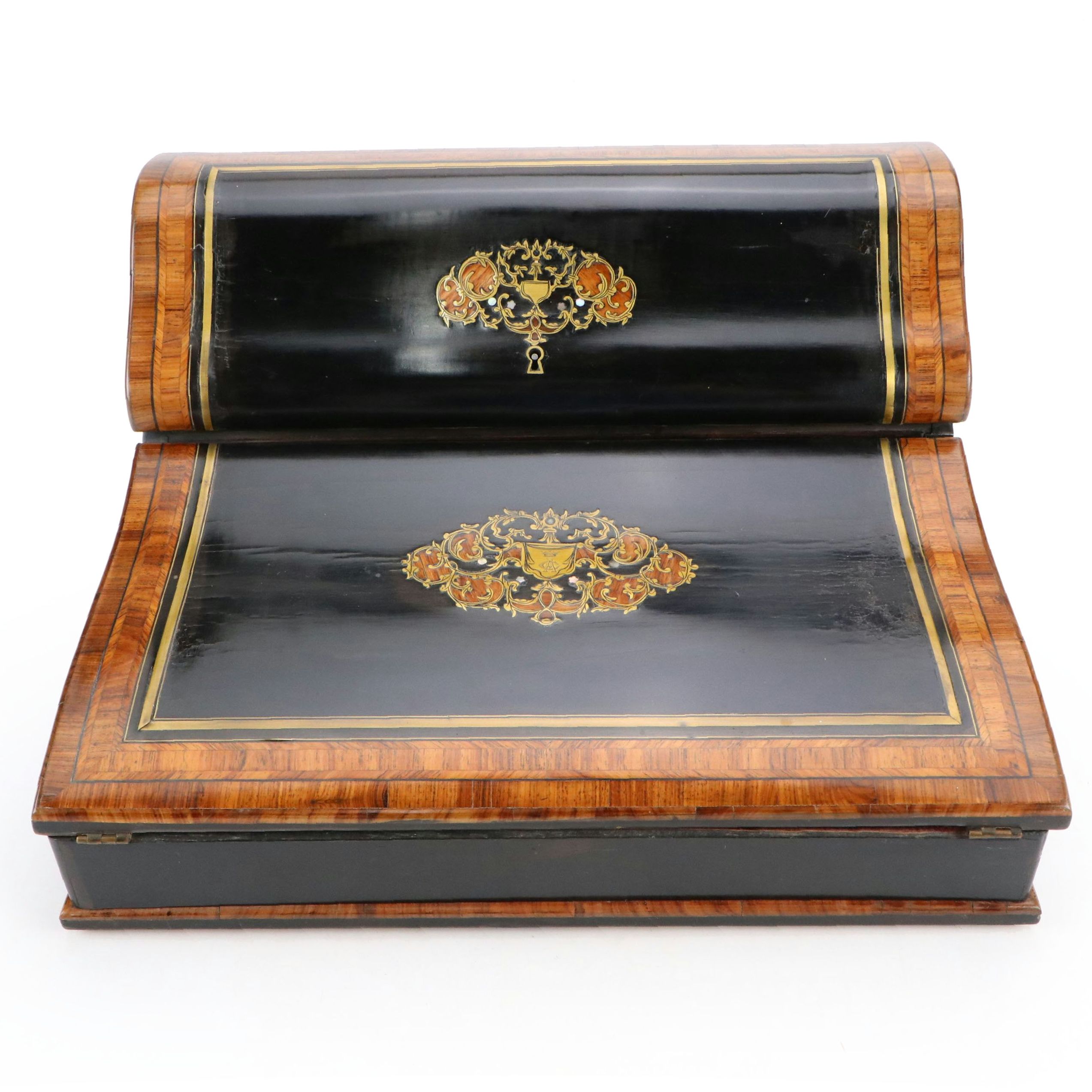Victorian Lacquerware and Mother-of-Pearl Inlay Writing Desk