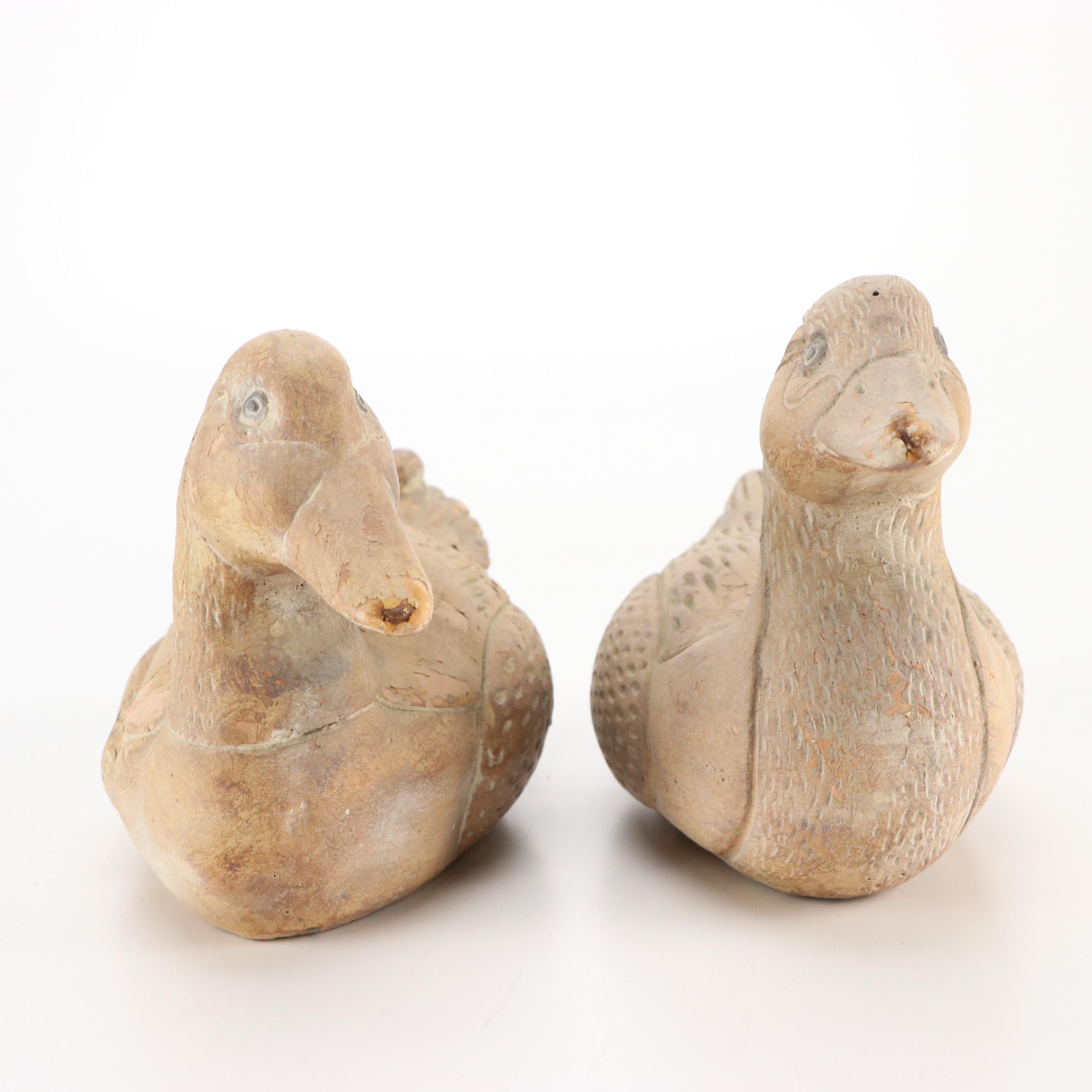 Pair of Terracotta Duck Figures