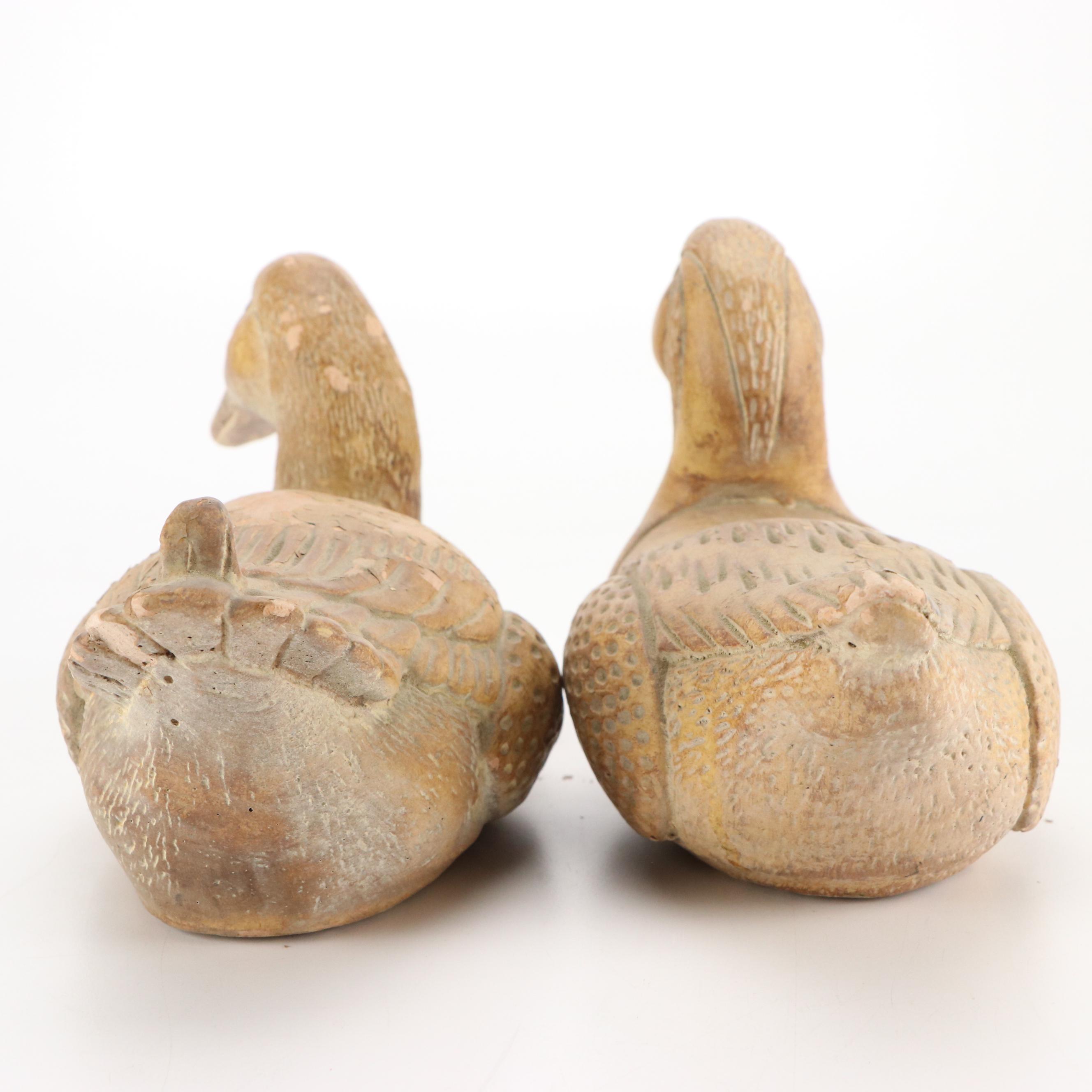 Pair of Terracotta Duck Figures