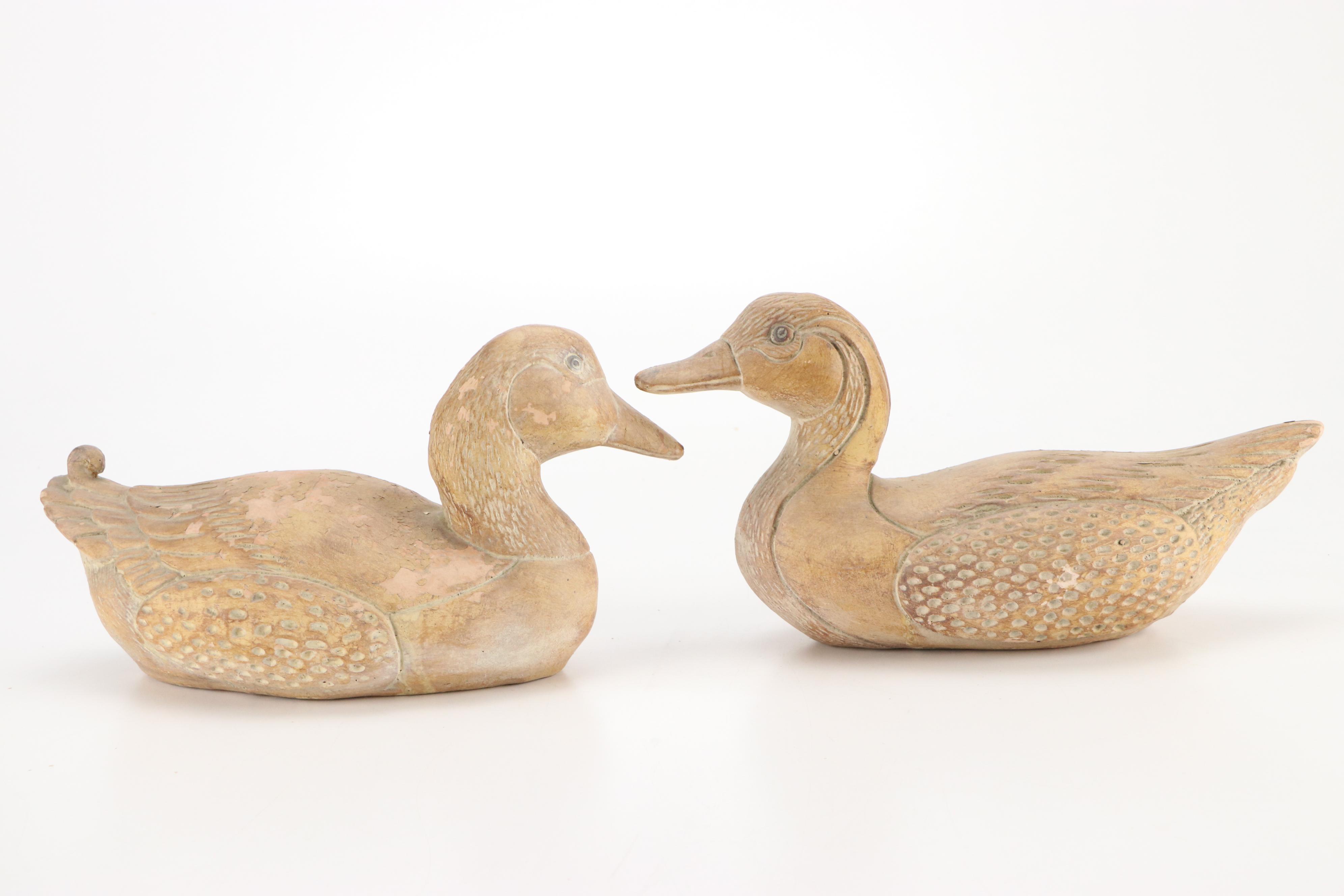 Pair of Terracotta Duck Figures