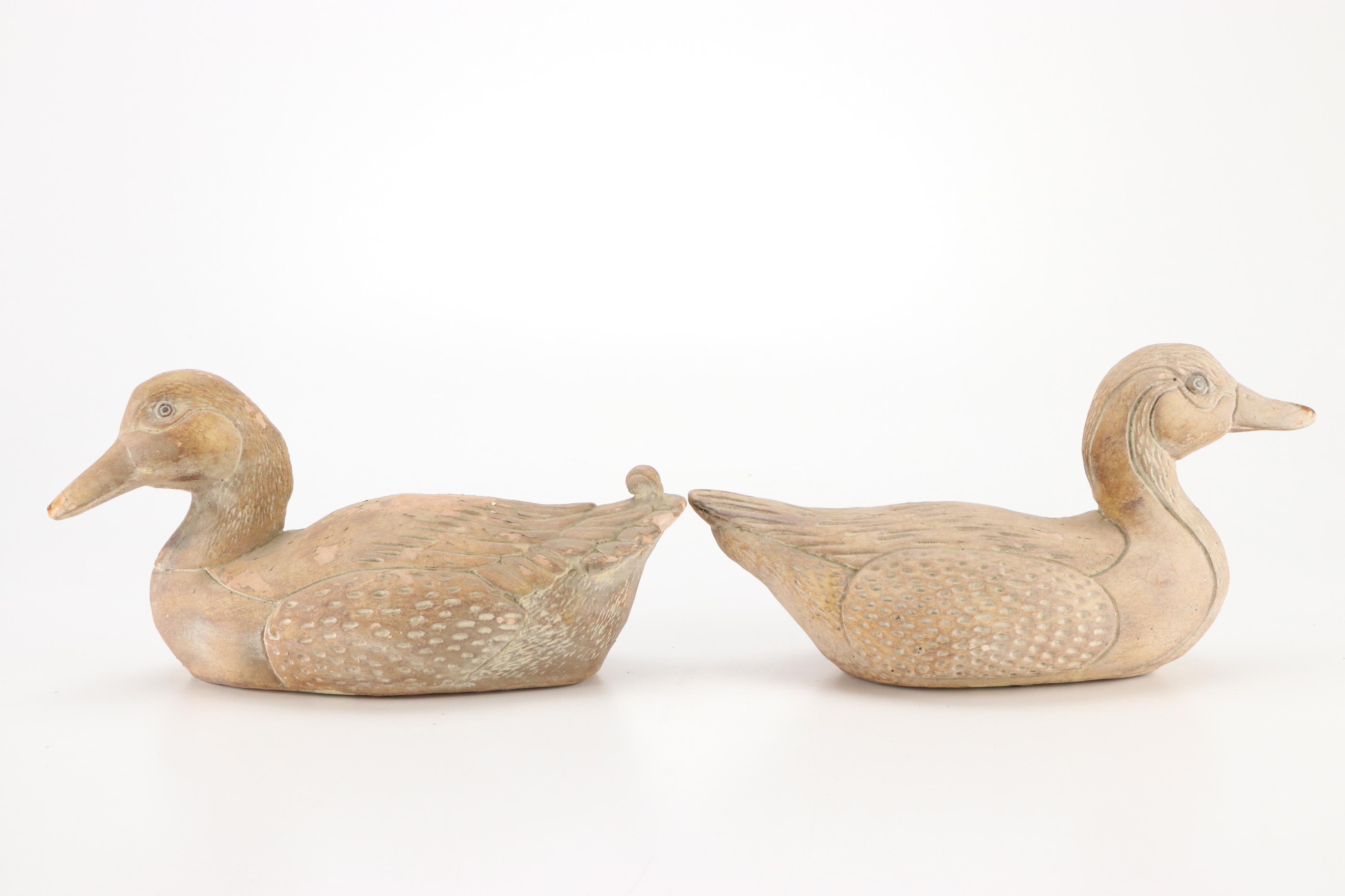 Pair of Terracotta Duck Figures