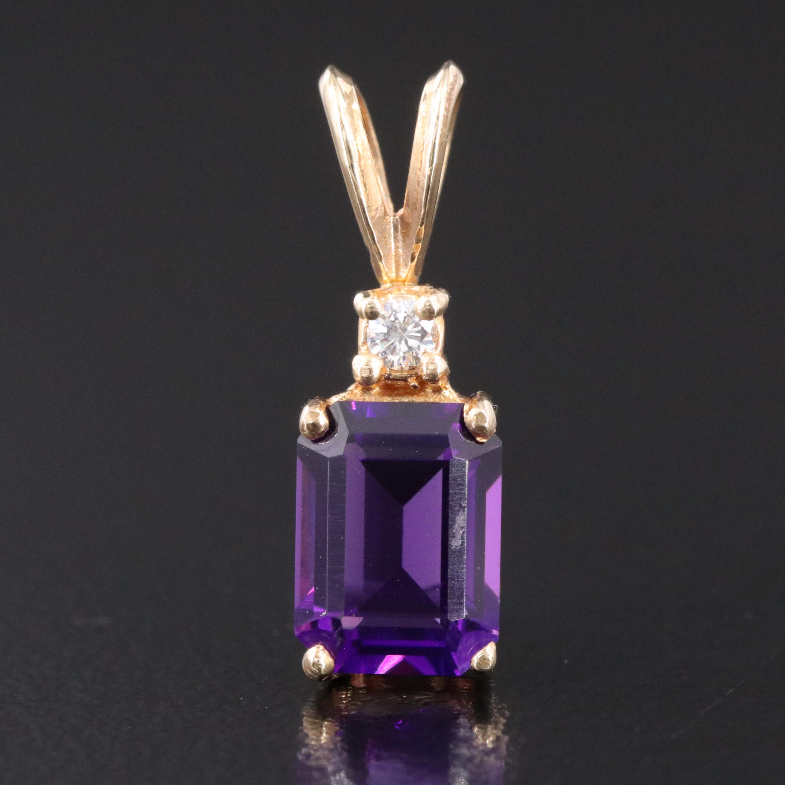 14K Amethyst and Diamond Pendant
