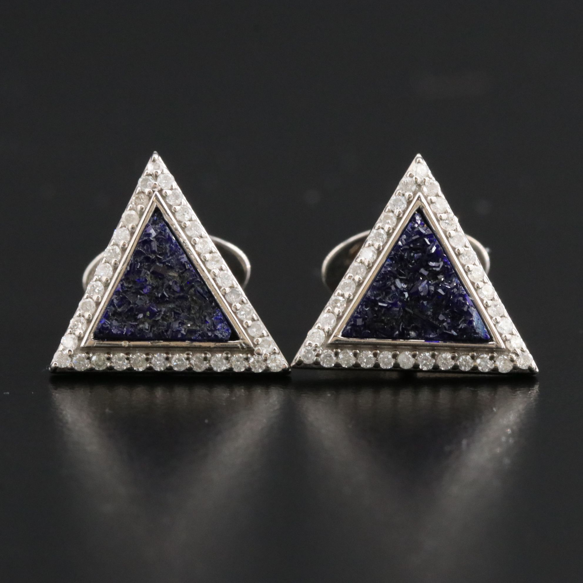 Sheryl Lowe "Mr. Lowe" Sterling Druzy and Diamond Cufflinks