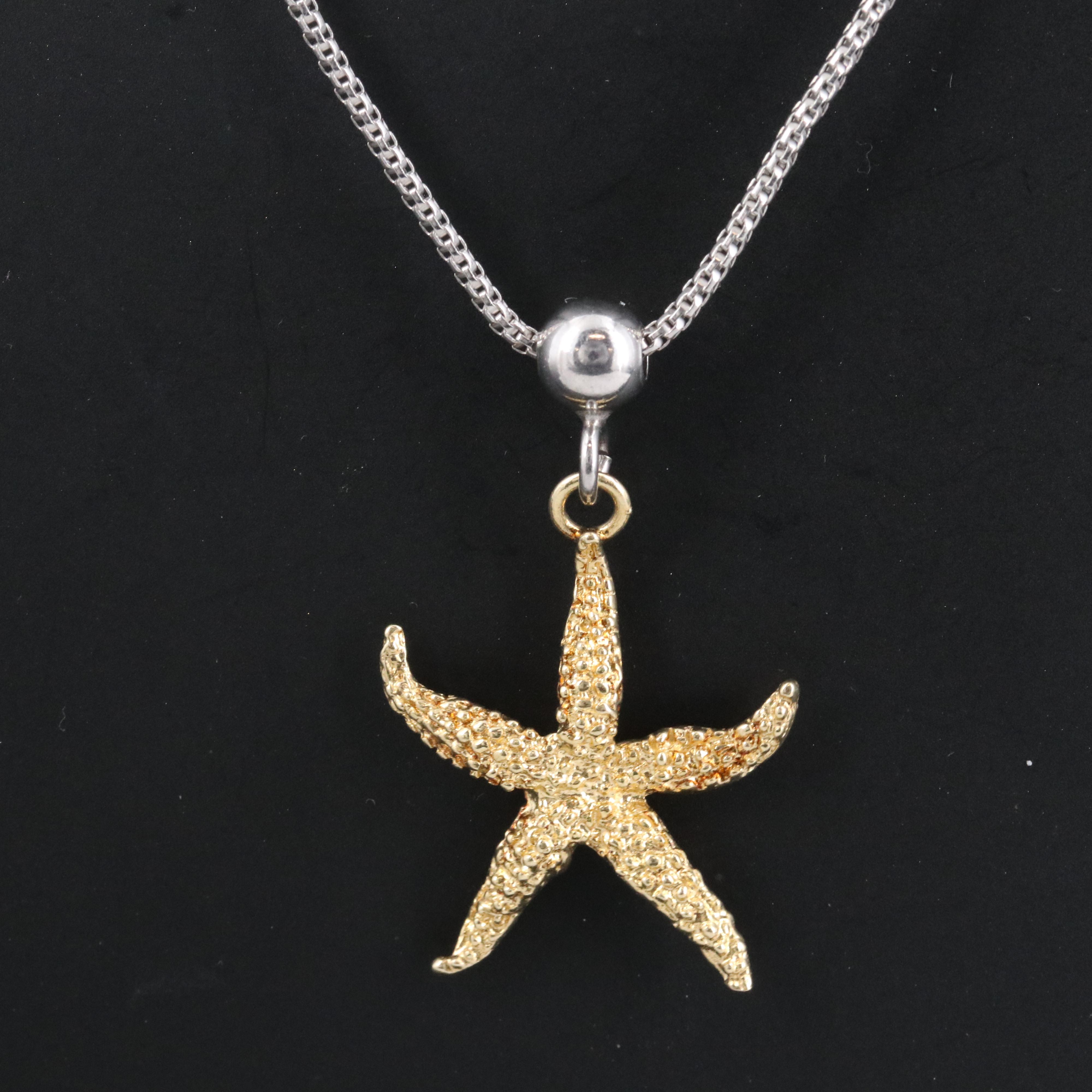 Italian Sterling Starfish Pendant Necklace
