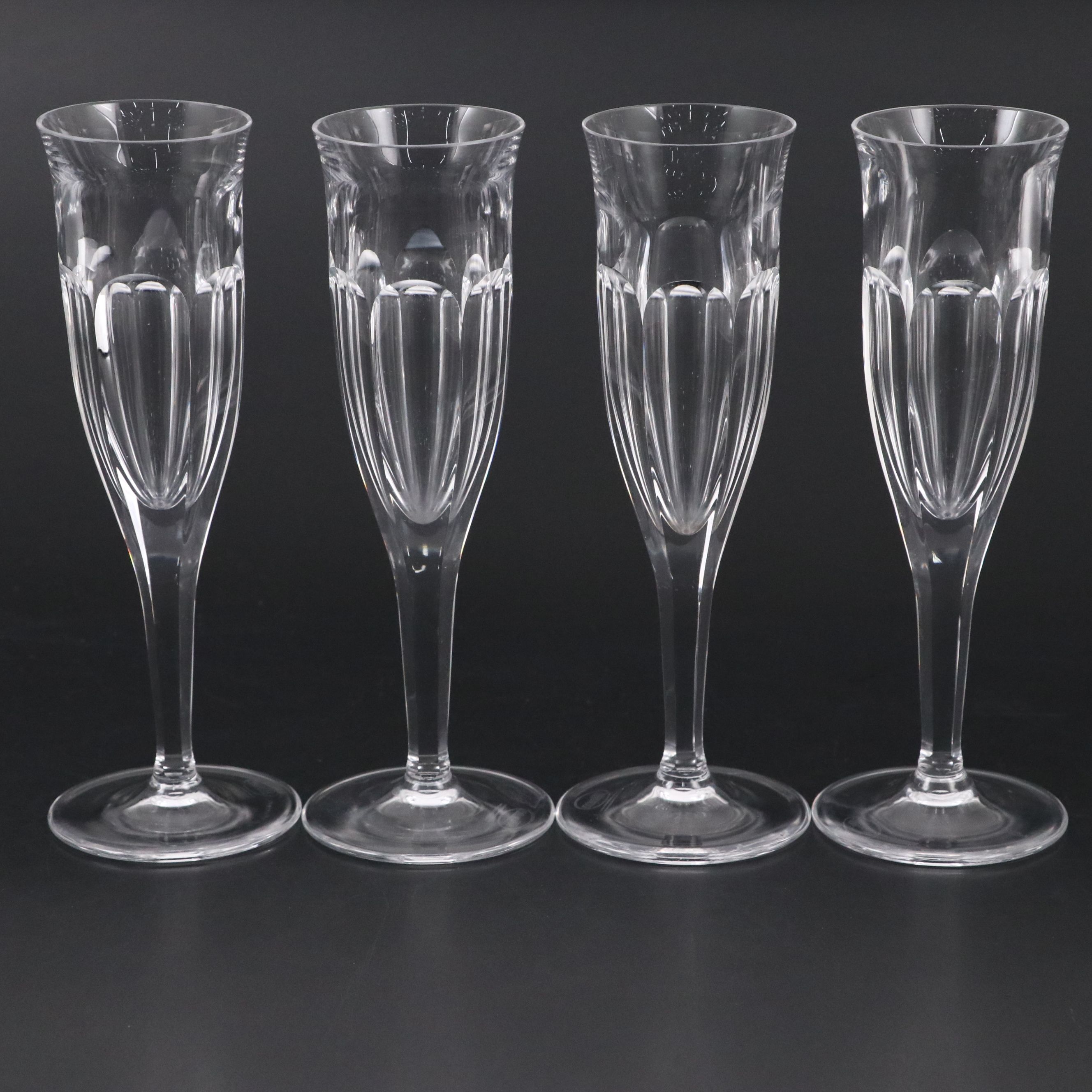 Moser Crystal Paneled Champagne Flutes
