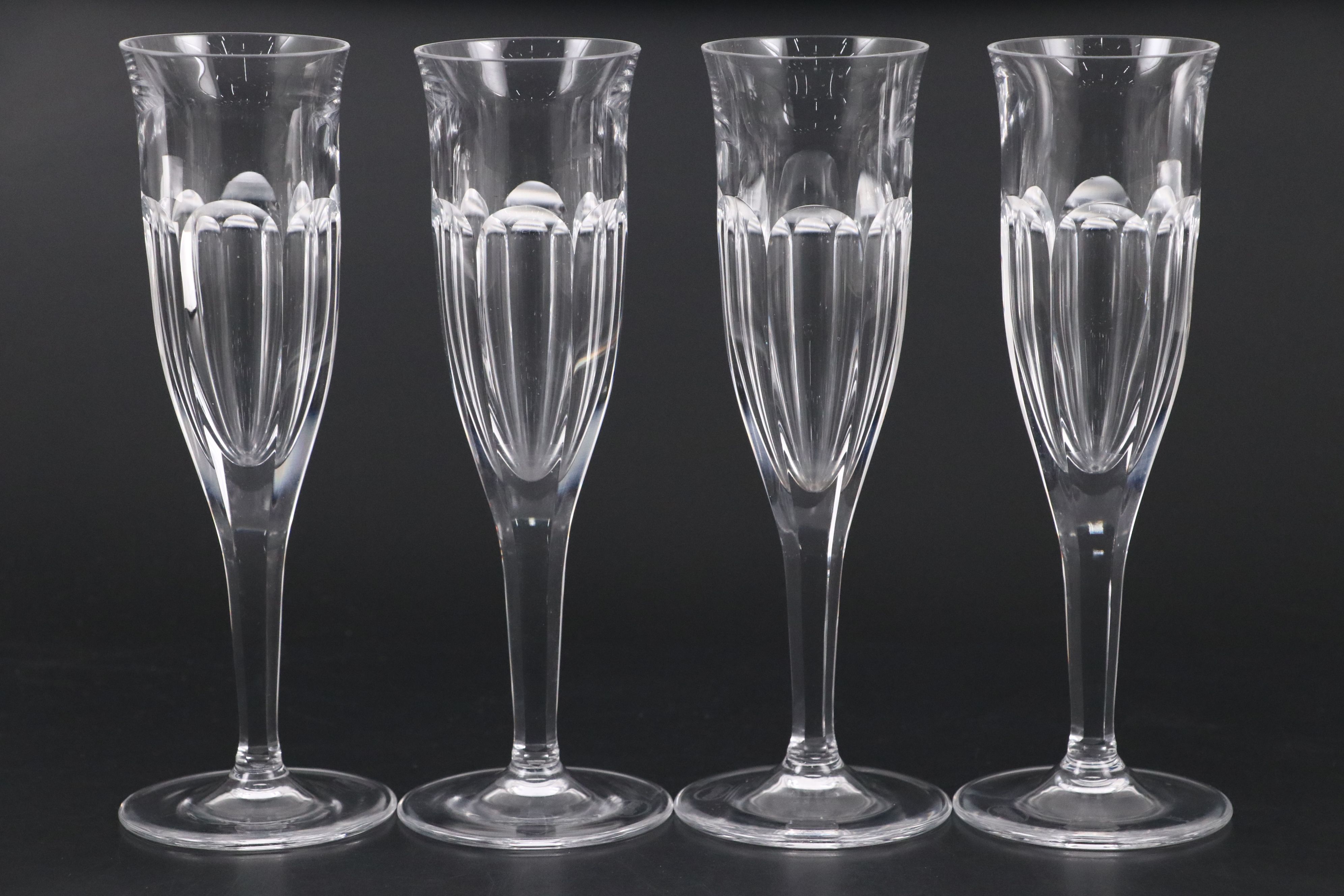 Moser Crystal Paneled Champagne Flutes