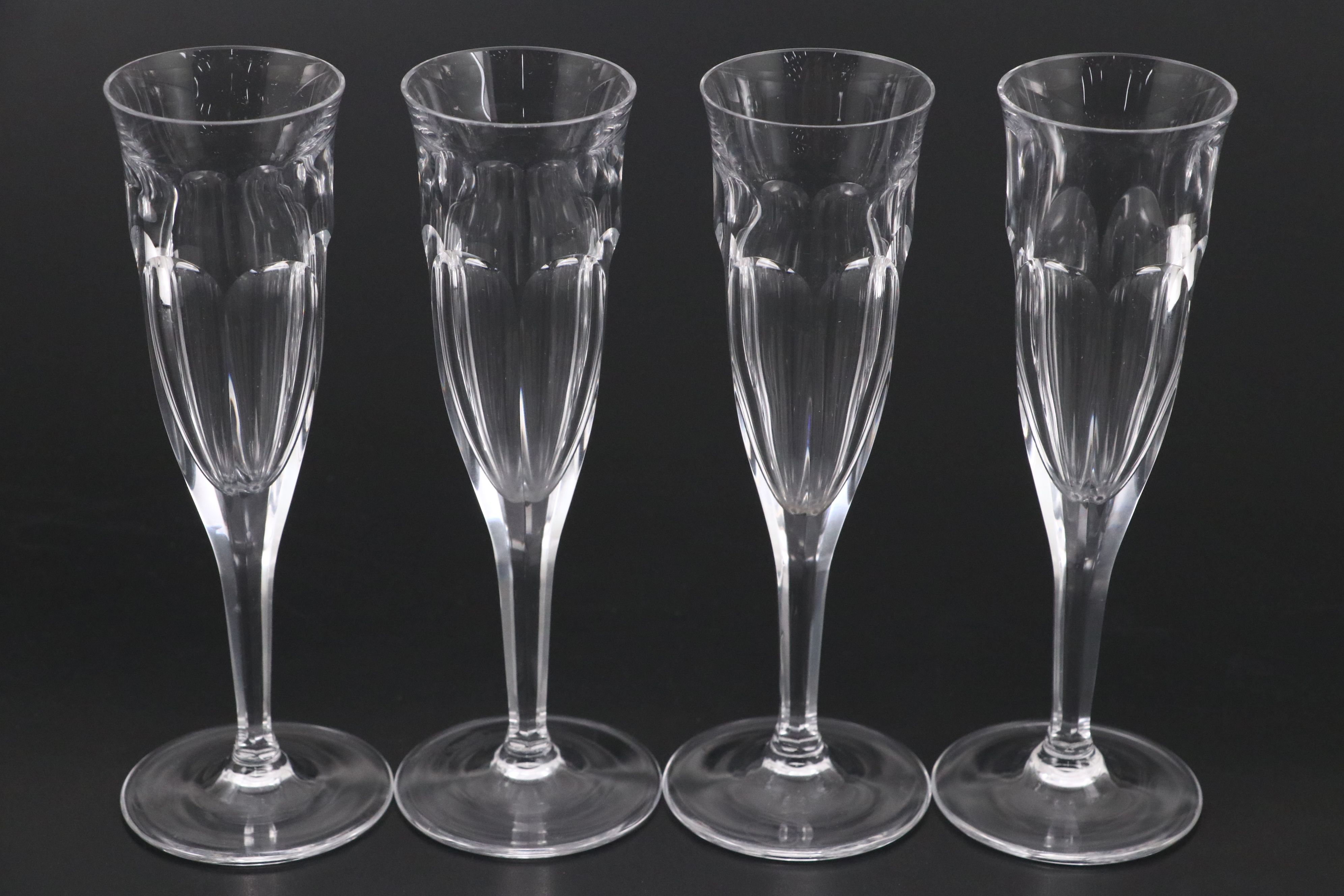 Moser Crystal Paneled Champagne Flutes