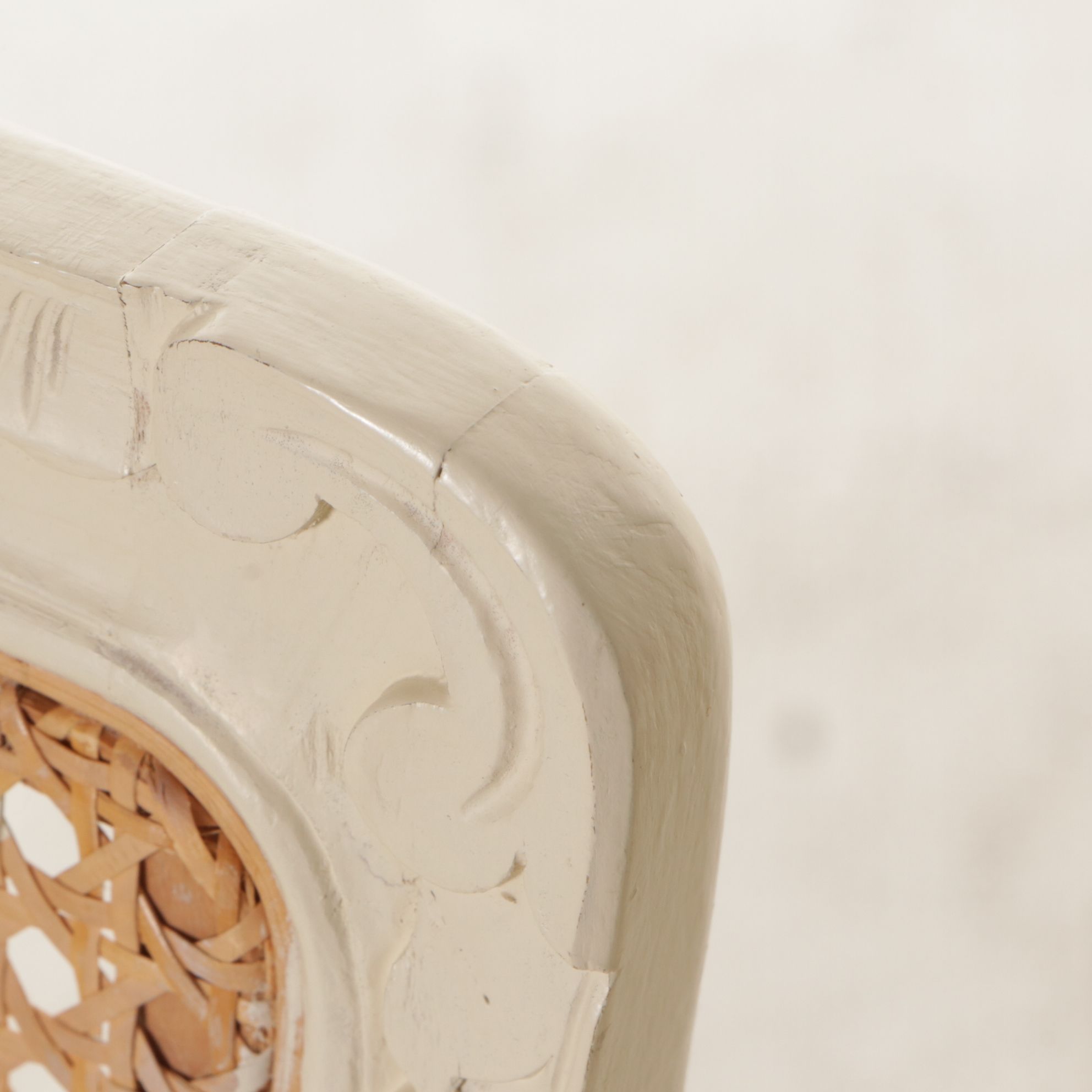 Pair of Spanish Painted Louis XV Style Cane-Back Fauteuils