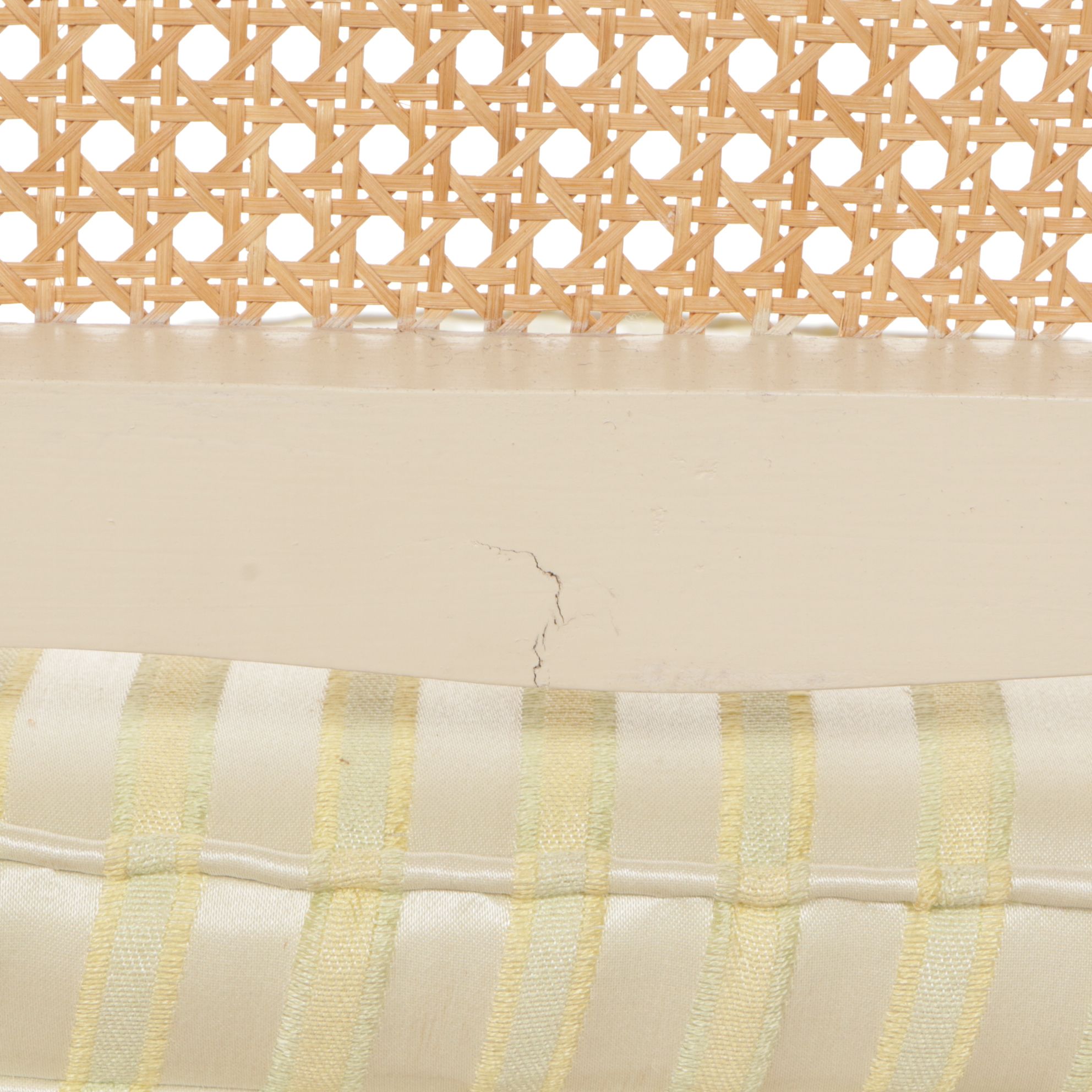 Pair of Spanish Painted Louis XV Style Cane-Back Fauteuils