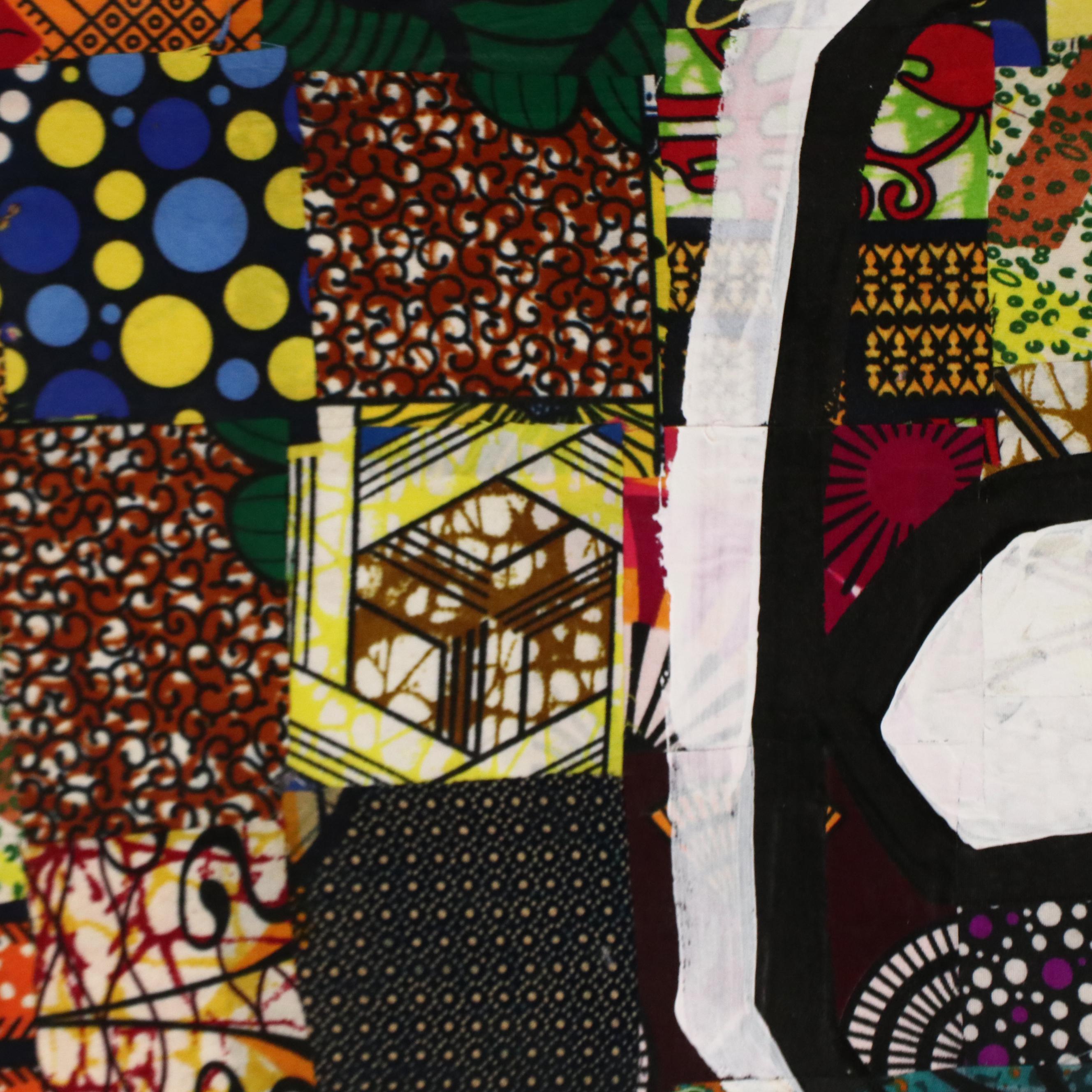 Abiola Idowu Modern Figural Mixed Media Painting "Beautiful Girl," 2024