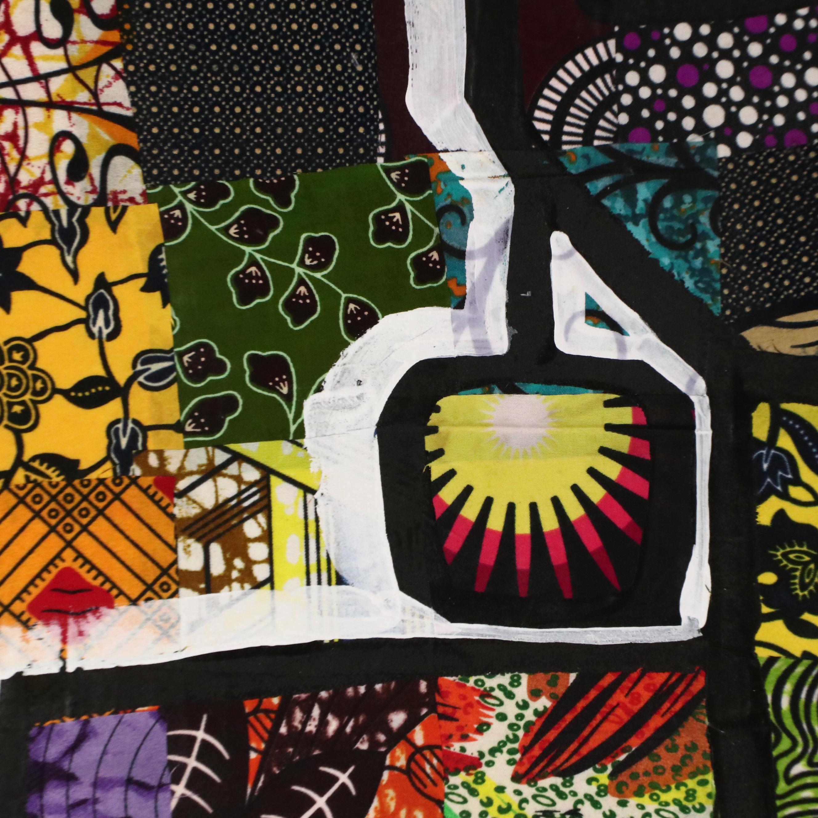 Abiola Idowu Modern Figural Mixed Media Painting "Beautiful Girl," 2024