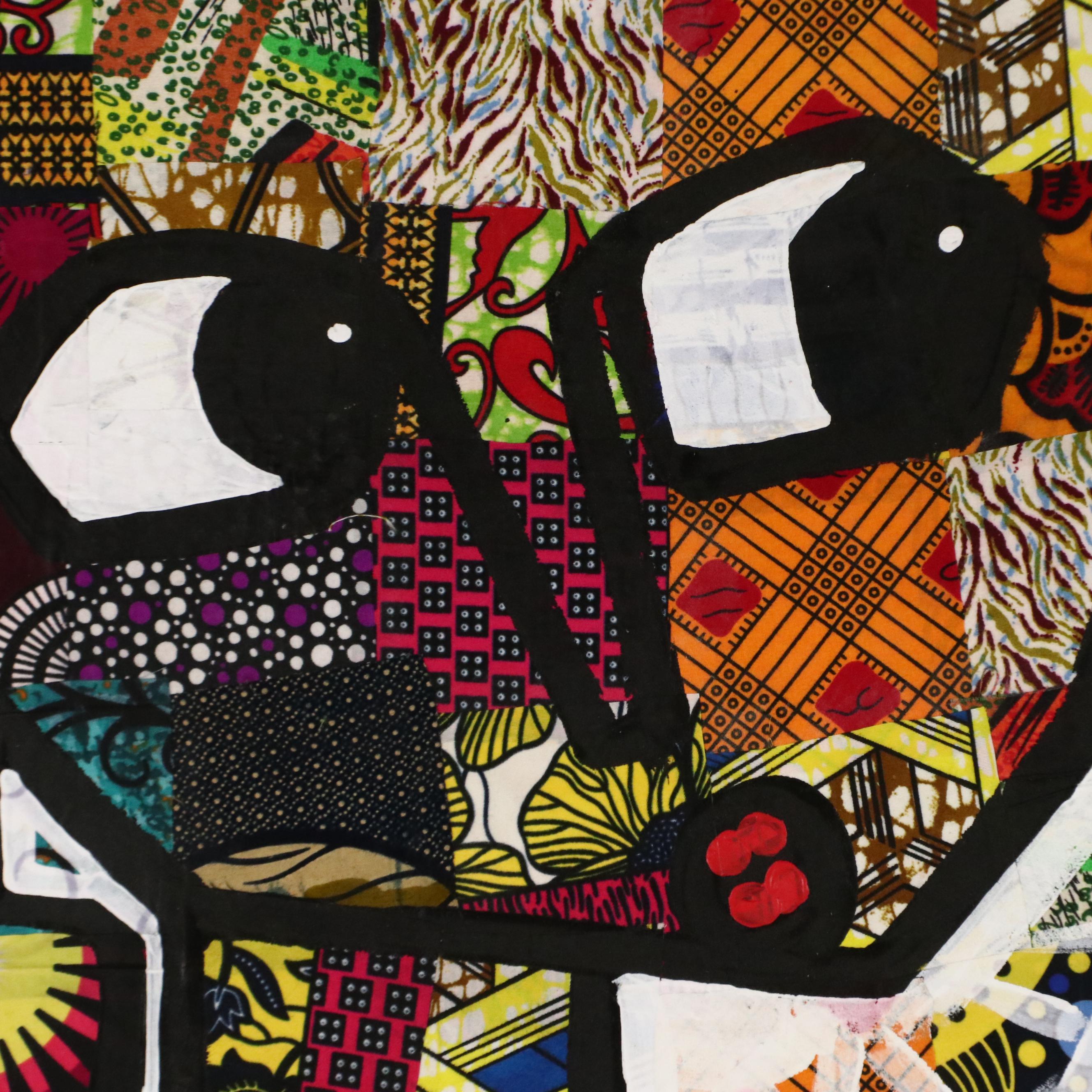 Abiola Idowu Modern Figural Mixed Media Painting "Beautiful Girl," 2024