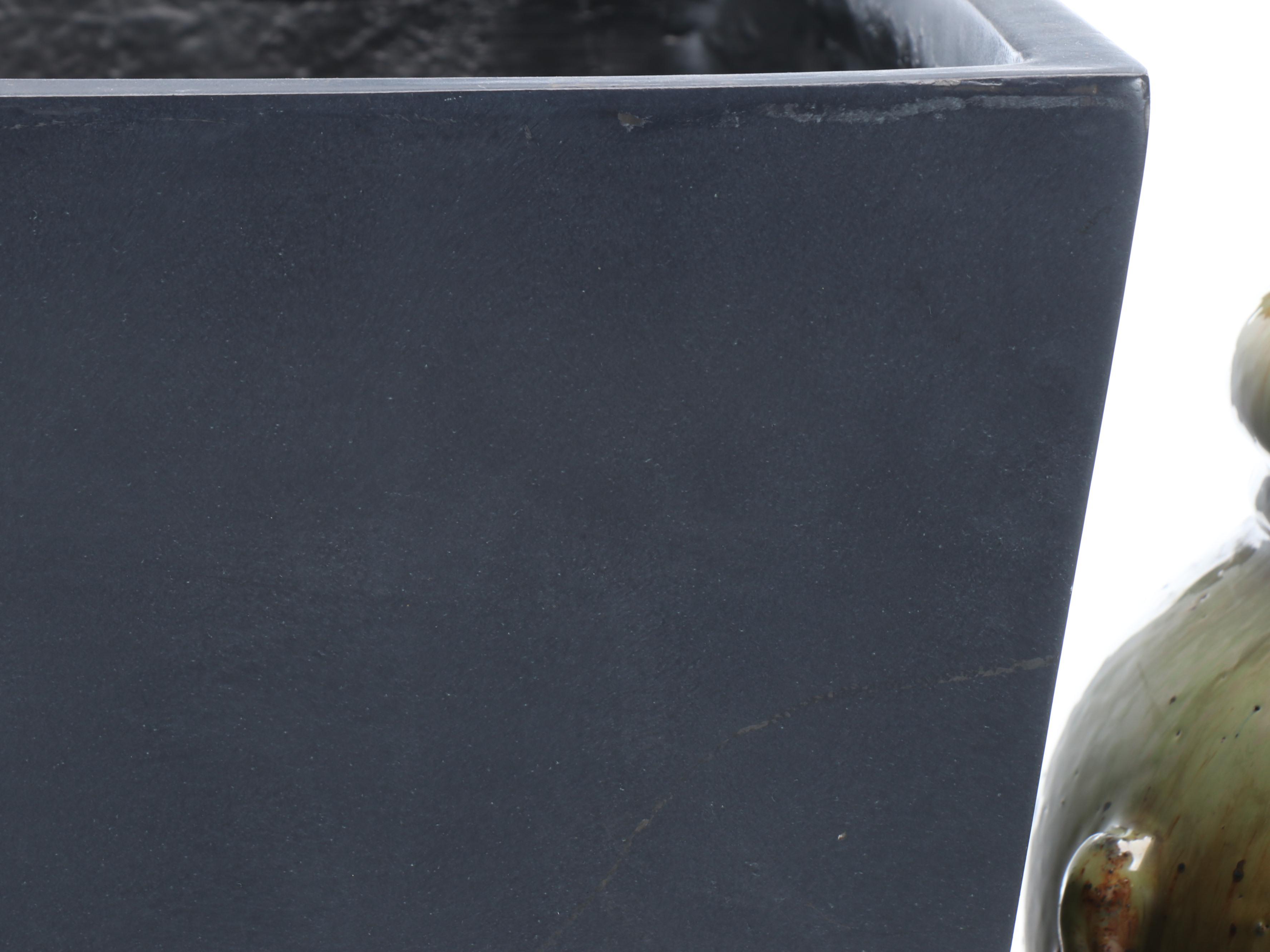 Large Square Planter Box with Glazed Ceramic Urn Planter