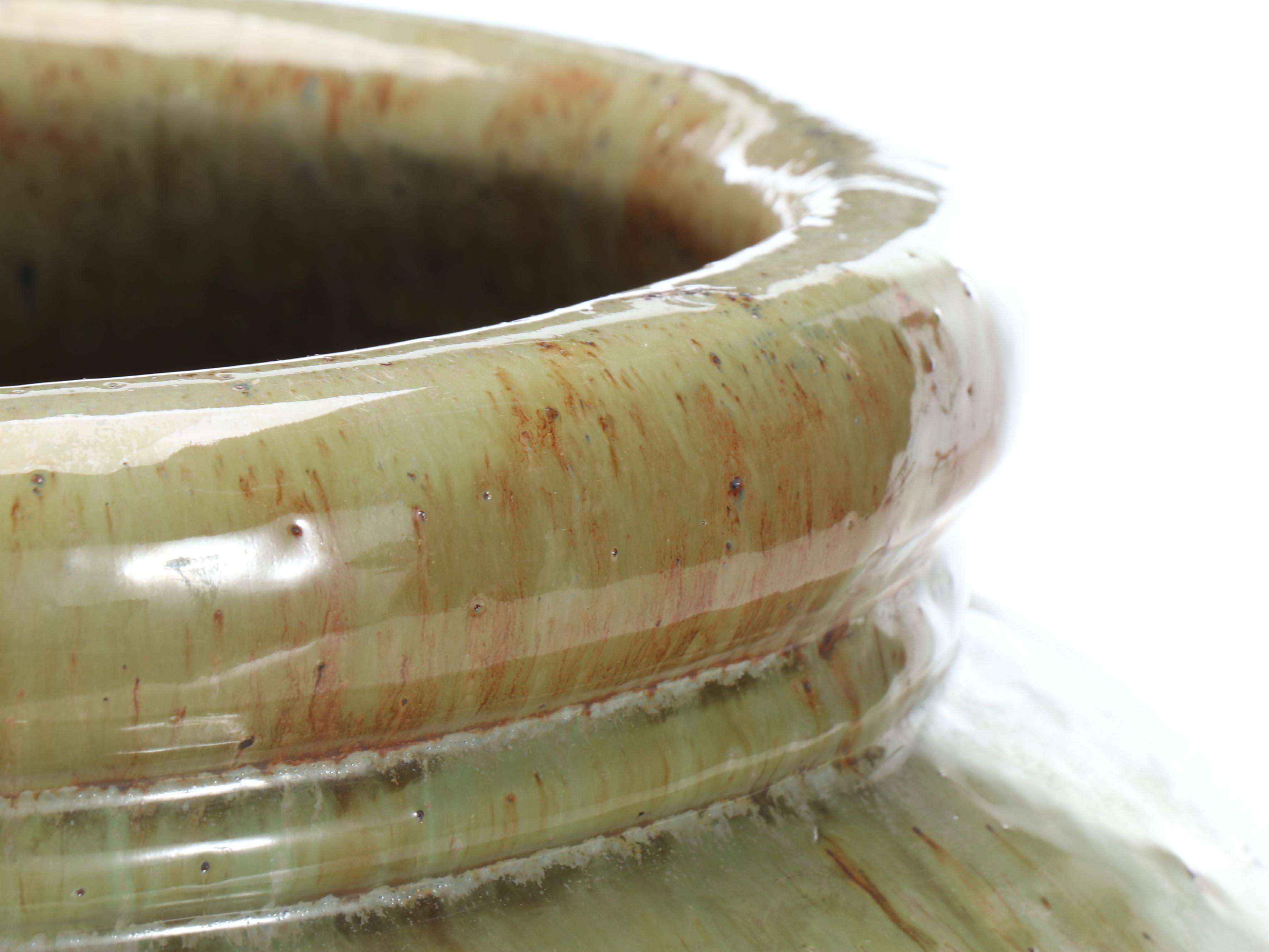 Large Square Planter Box with Glazed Ceramic Urn Planter