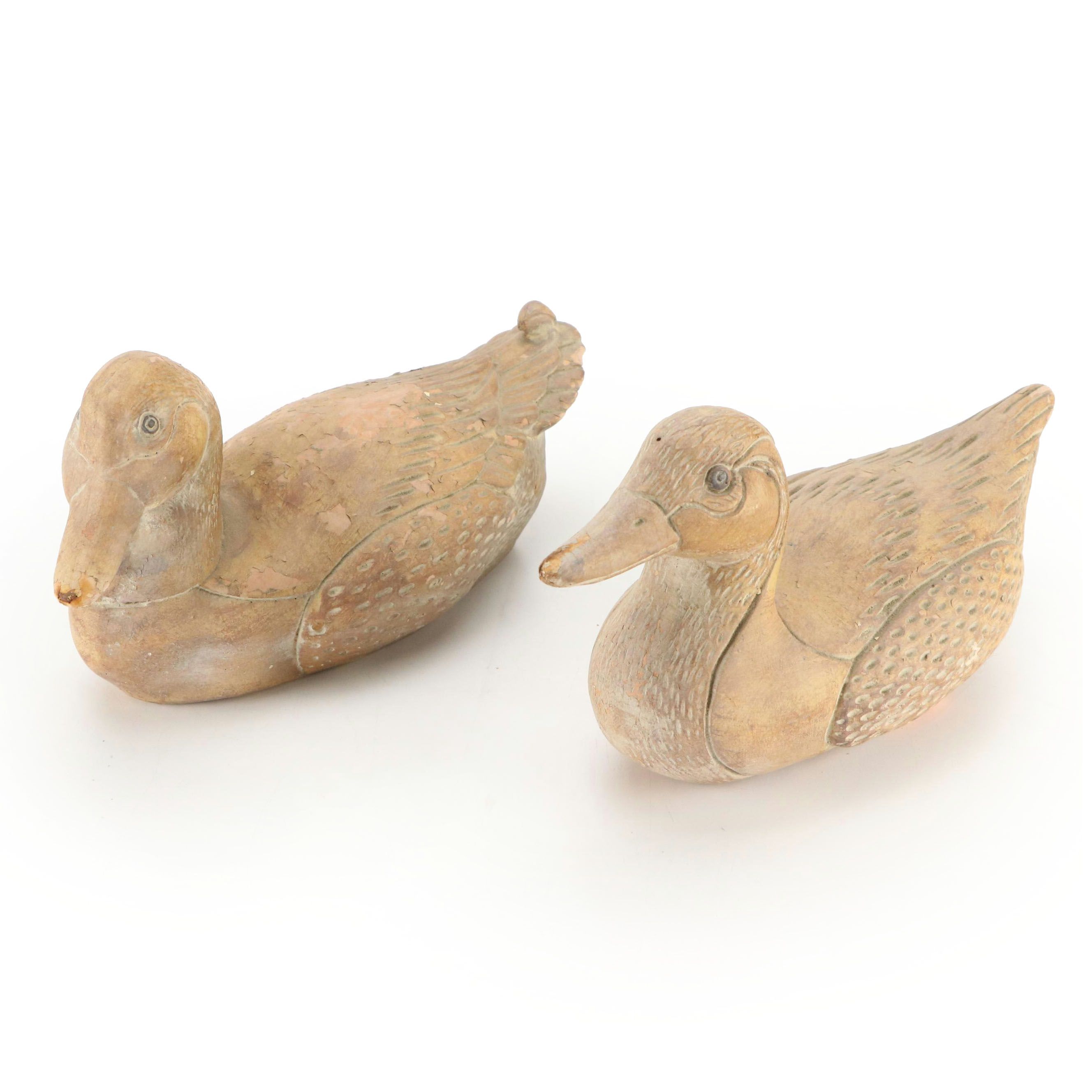 Pair of Terracotta Duck Figures