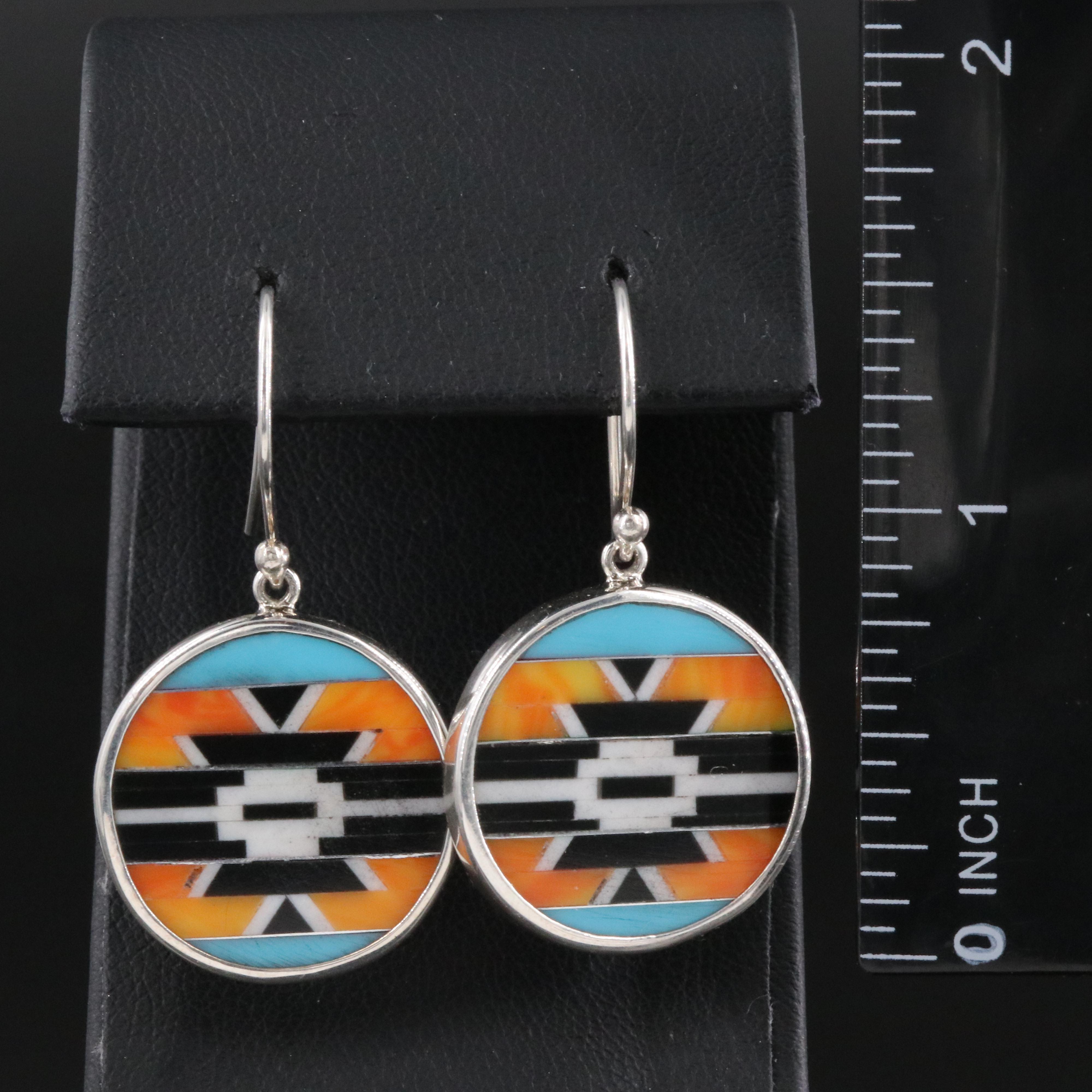 Sterling Faux Gemstone Inlay Earrings