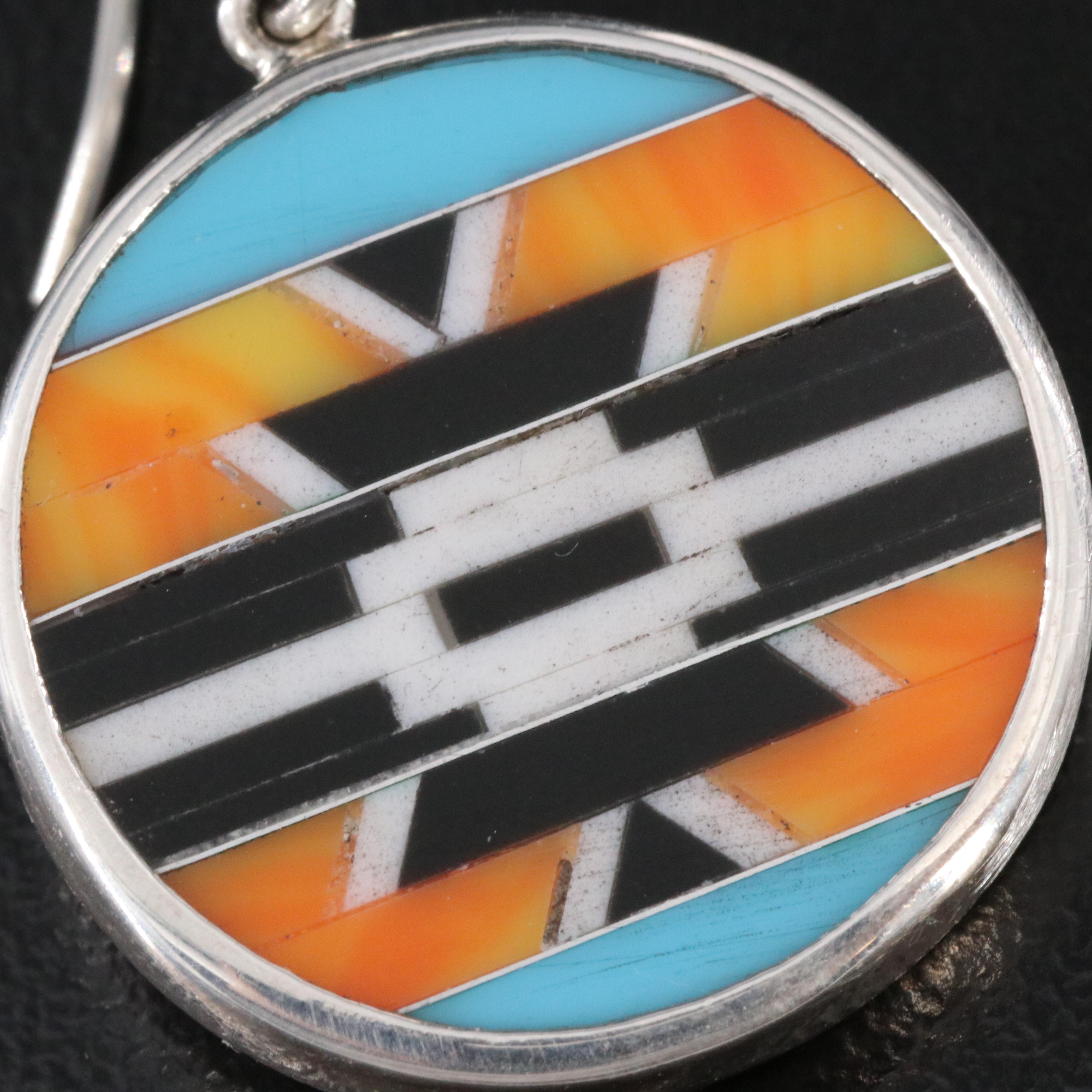 Sterling Faux Gemstone Inlay Earrings