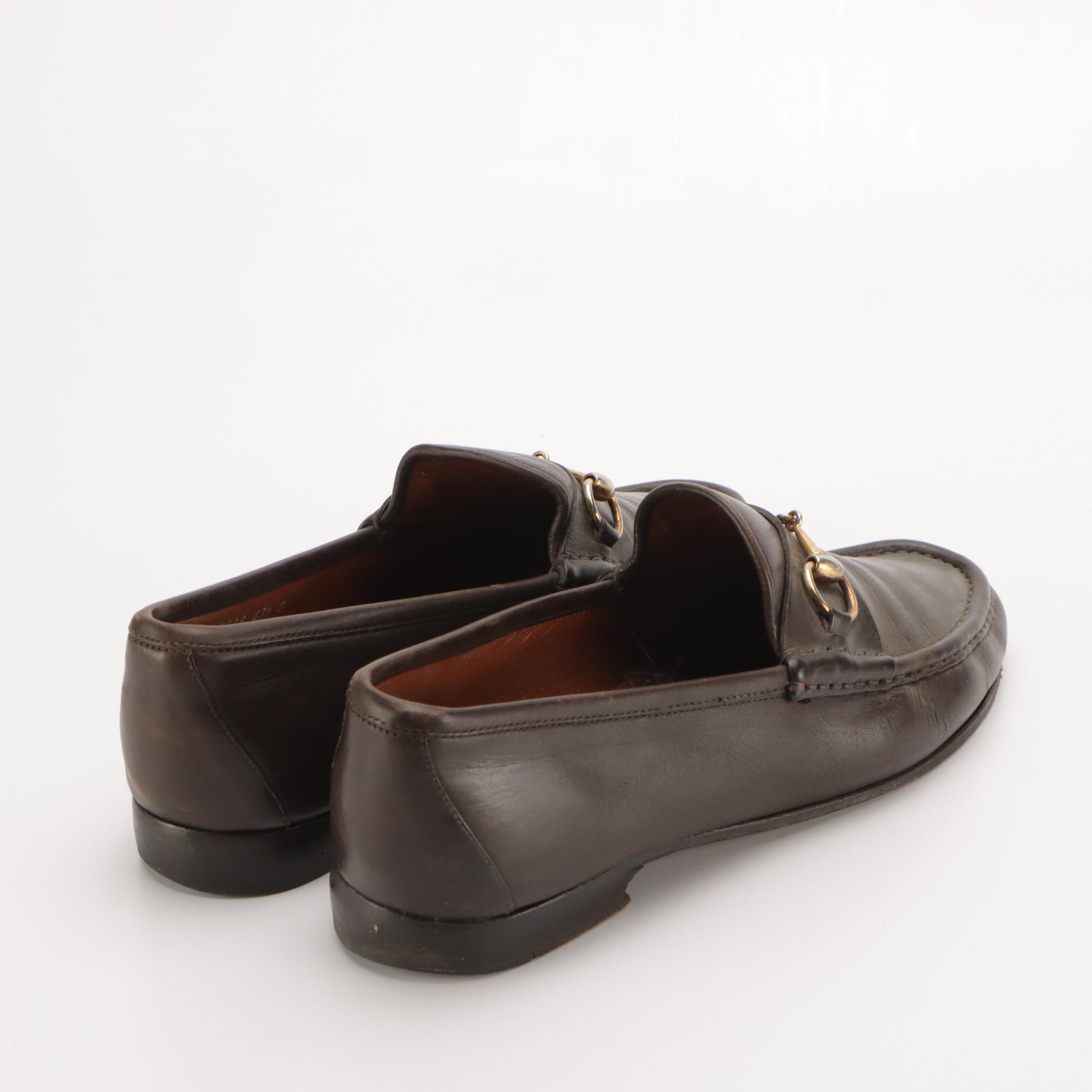 Gucci Vintage Brown Leather Horsebit Loafers