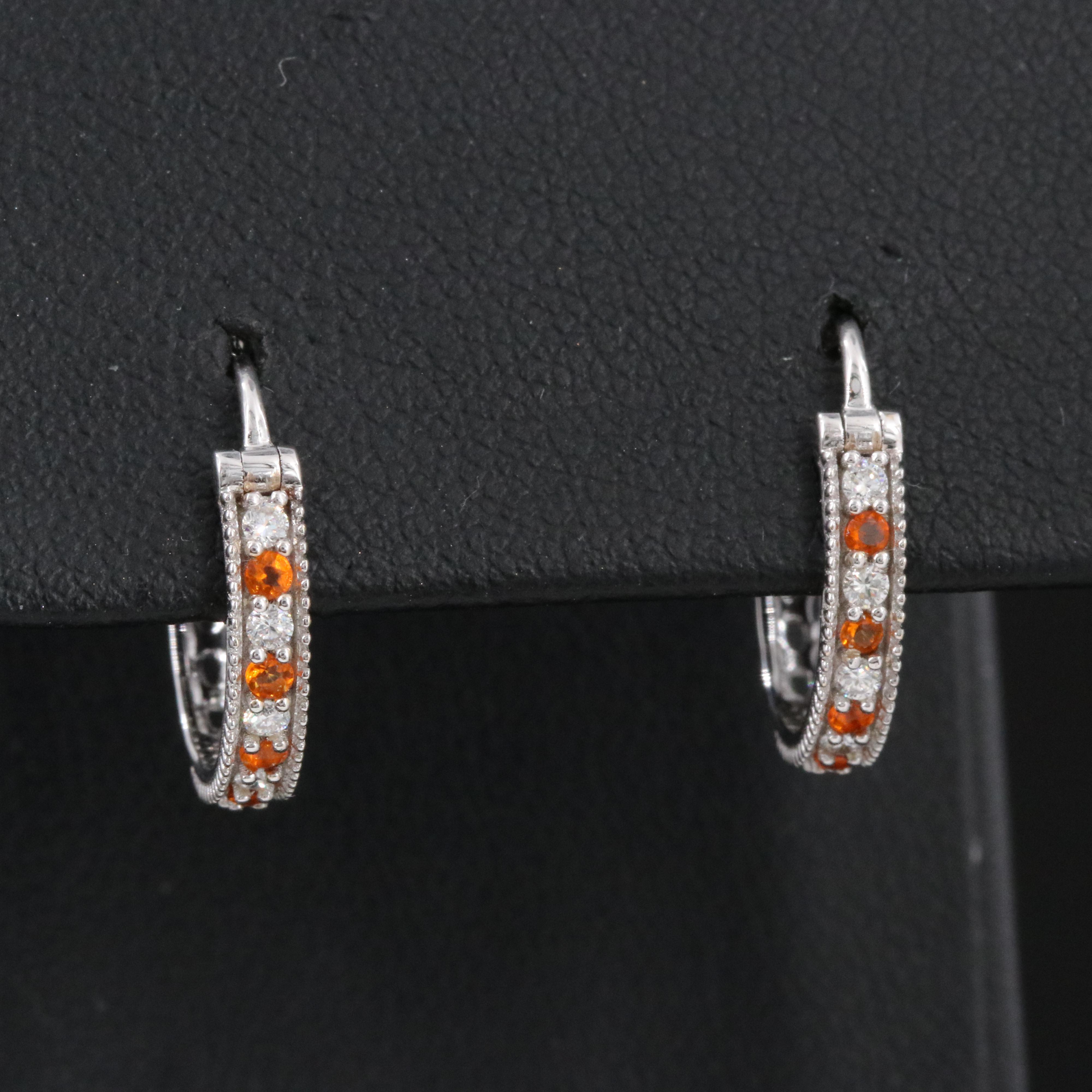 Chromia 18K Fire Opal and Diamond Hoop Earrings