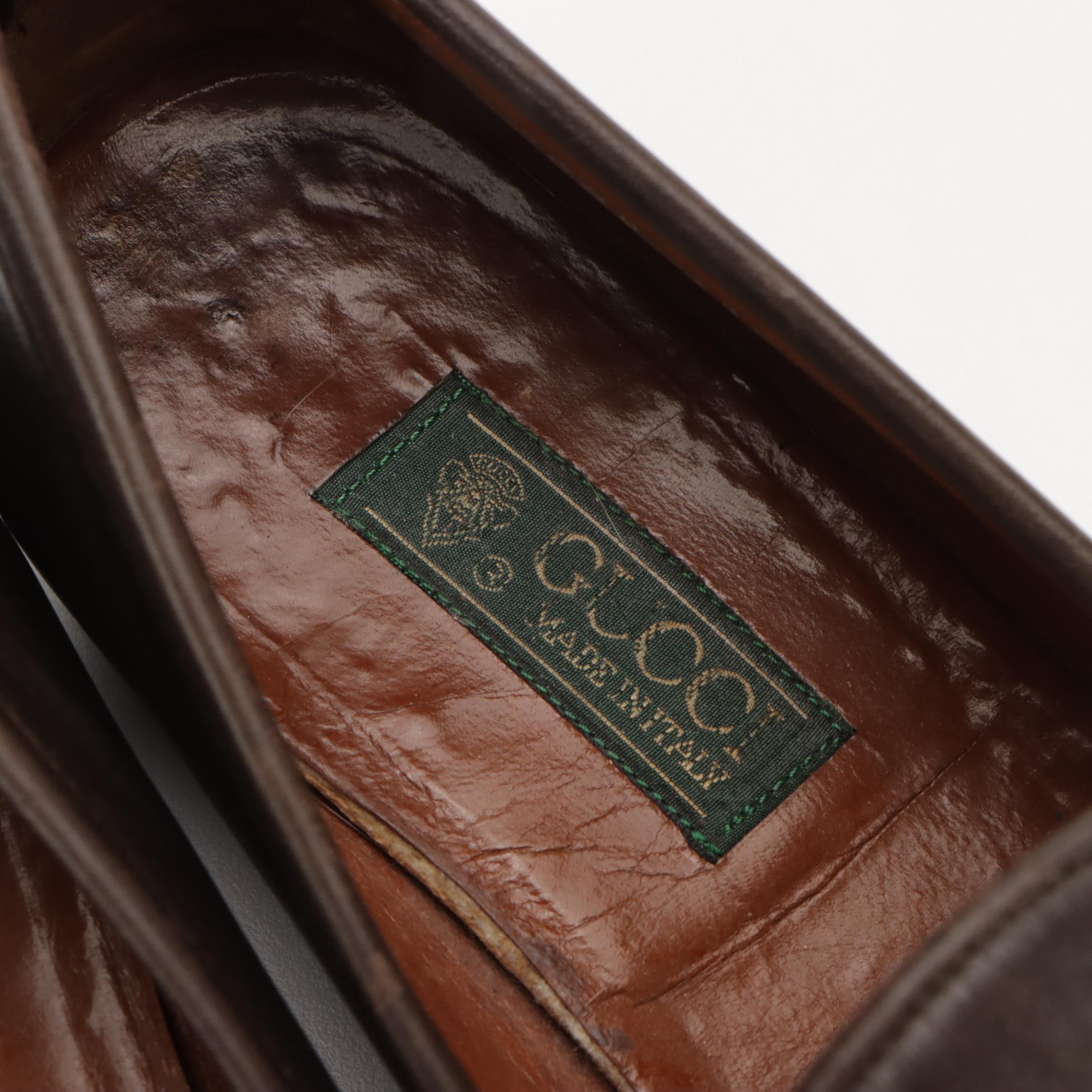 Gucci Vintage Brown Leather Horsebit Loafers
