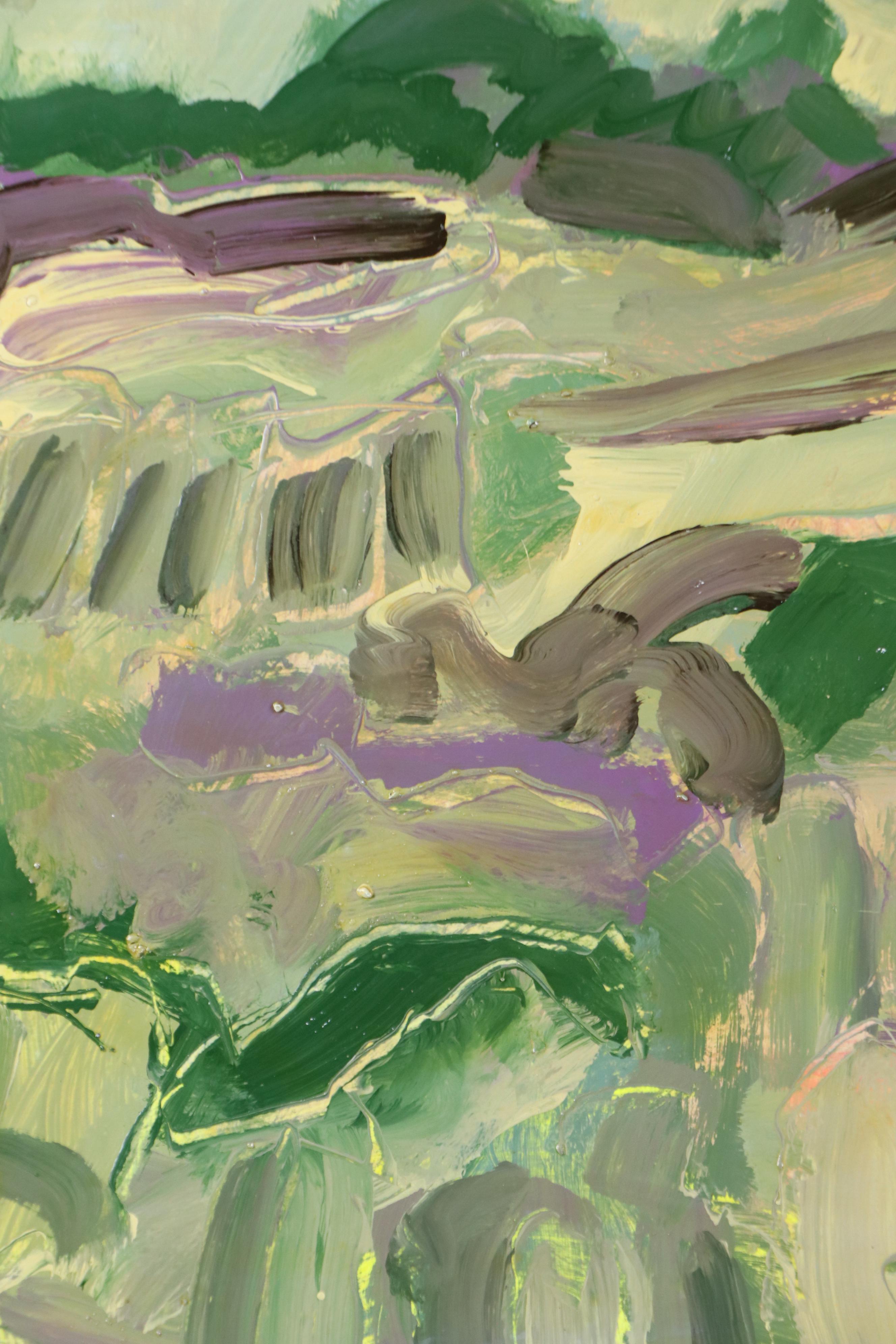 Harry Hilson Expressionist Landscape Acrylic Painting, Late 20th Century