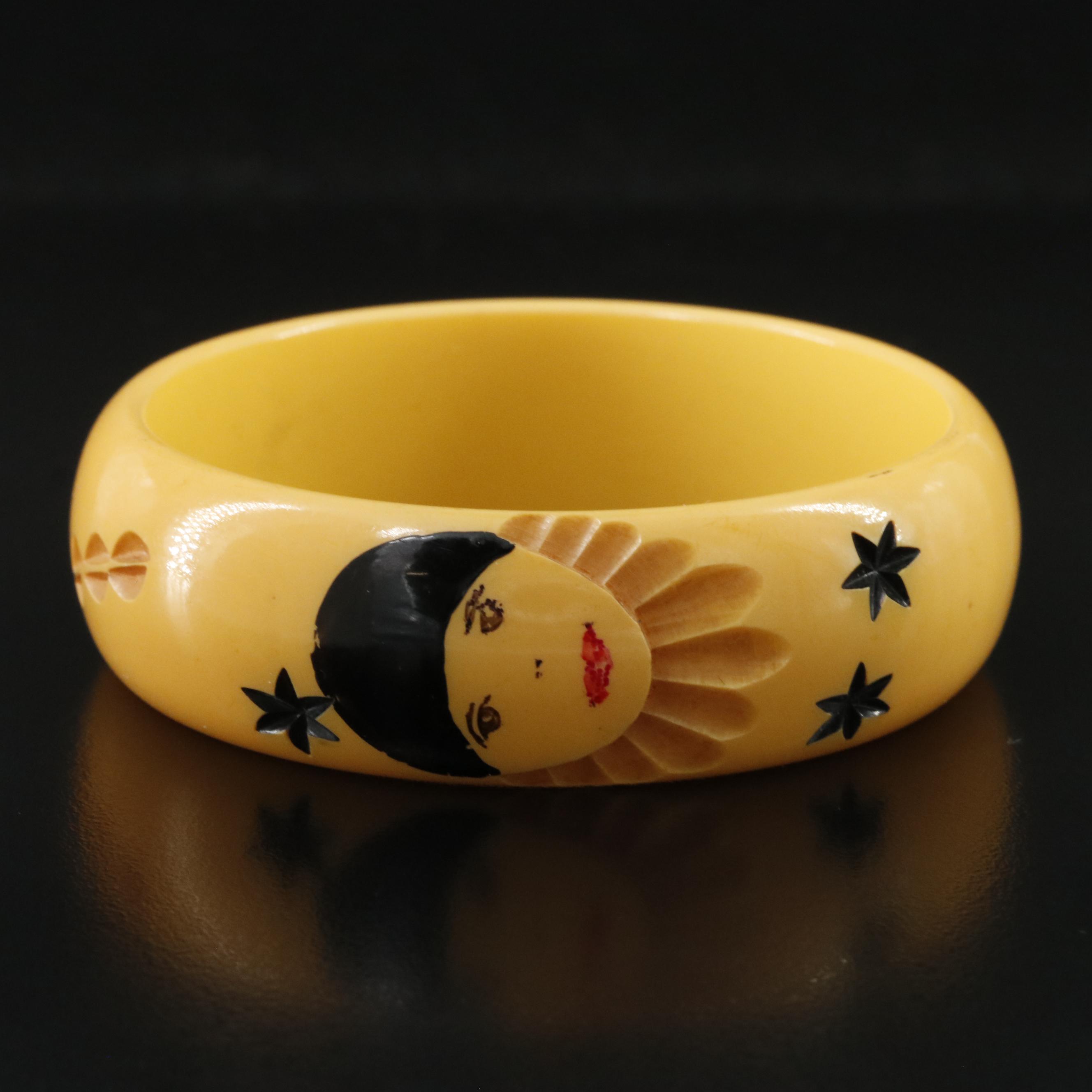 1930s Painted Pierrot Bakelite Bangle