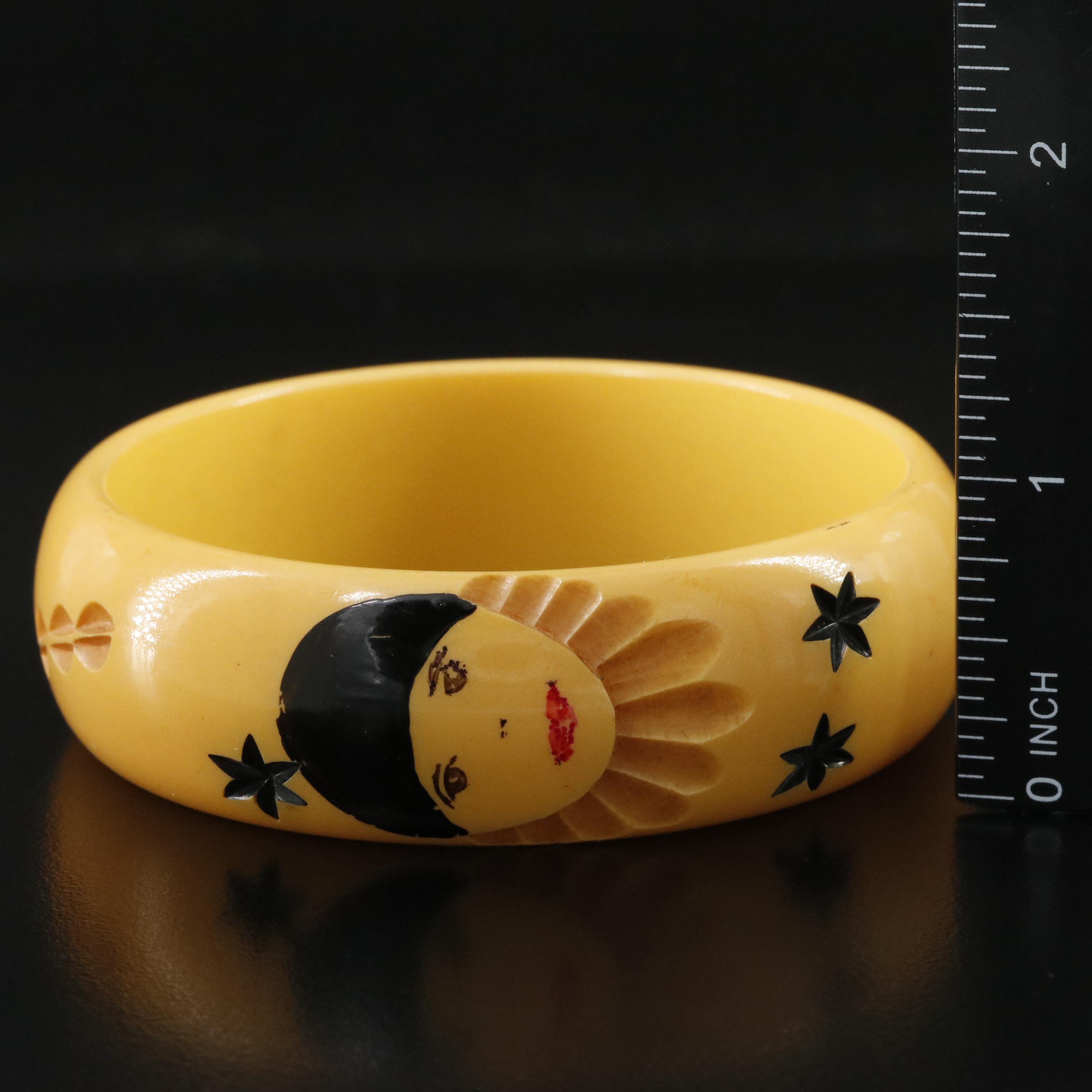 1930s Painted Pierrot Bakelite Bangle