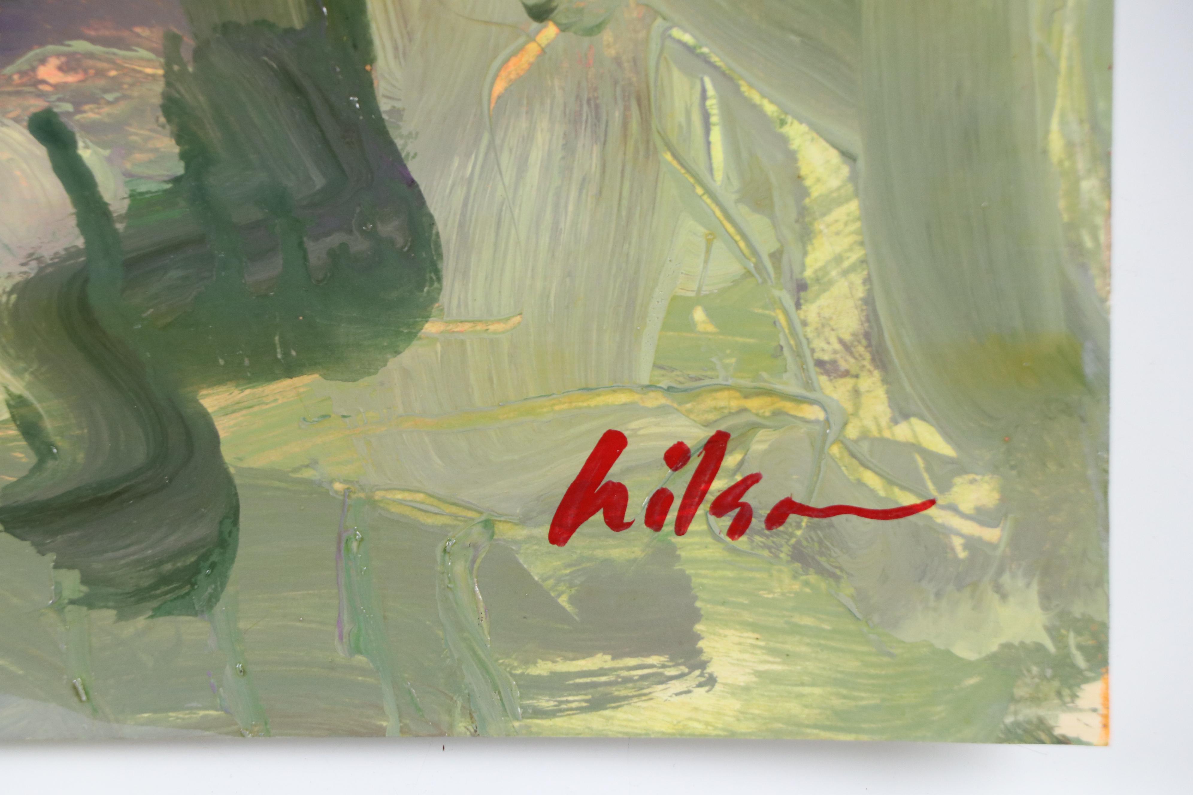 Harry Hilson Expressionist Landscape Acrylic Painting, Late 20th Century