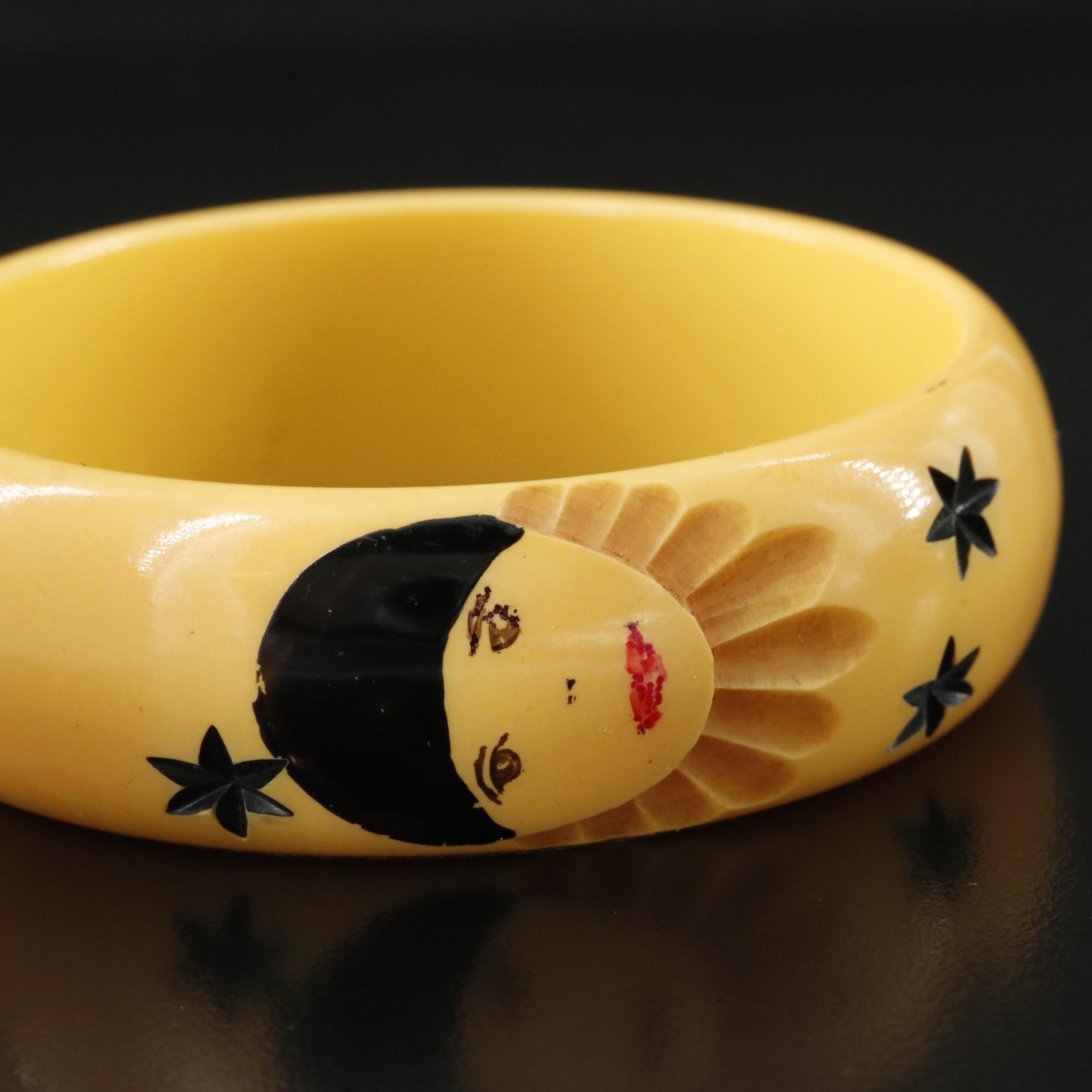 1930s Painted Pierrot Bakelite Bangle